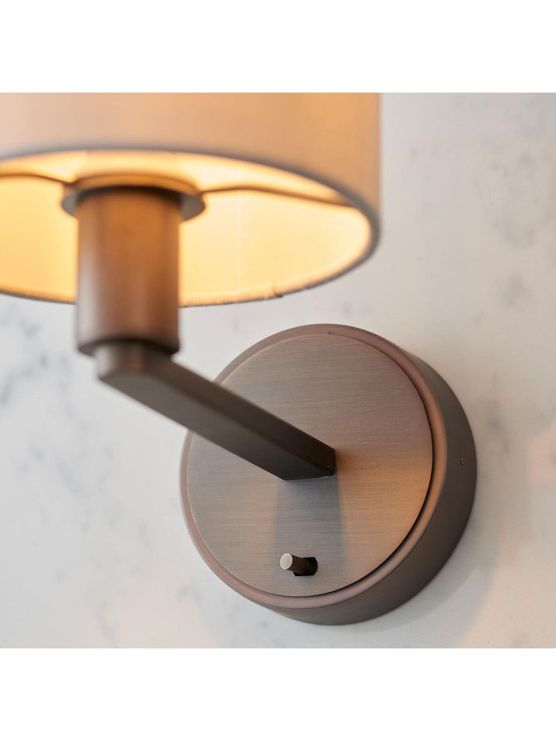 Gallery Home Natural Sawyer wall light dark antique bronze marble silk shade, imported from the UK