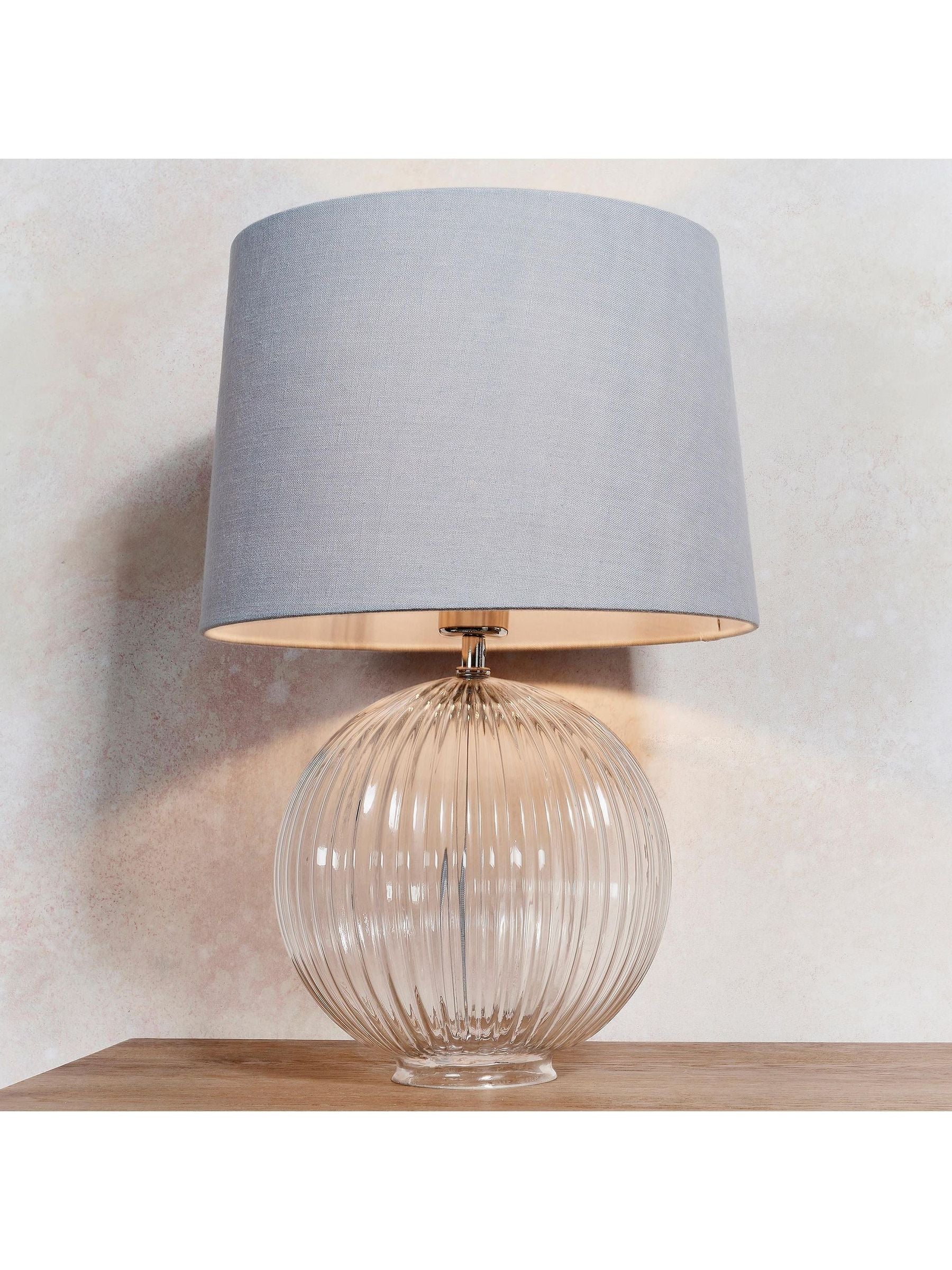 Gallery Home Korella table lamp clear ribbed glass base - British product
