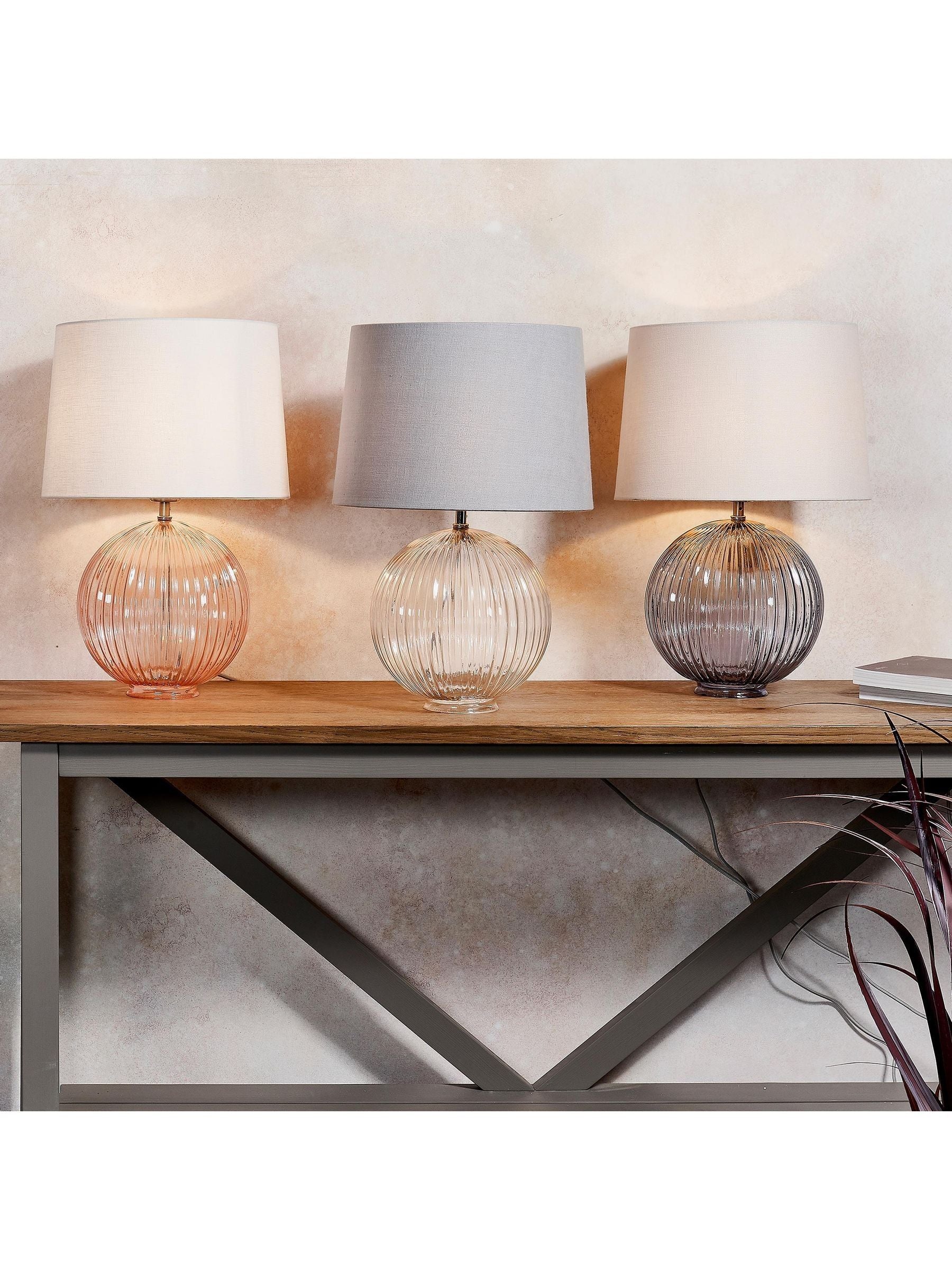 Gallery Home Korella table lamp clear ribbed glass base - British product