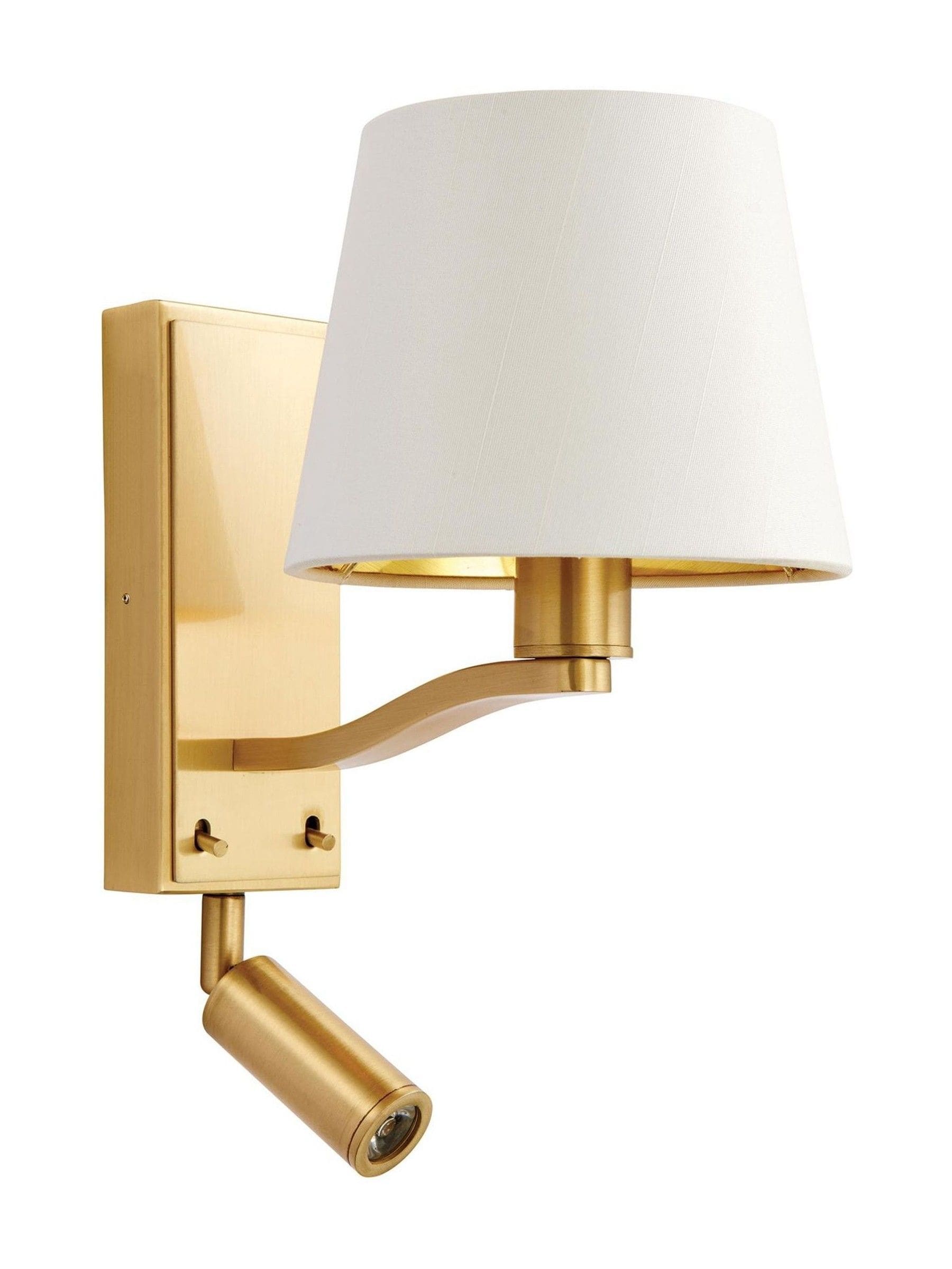 Gallery Home Harvey wall light brushed gold faux silk shade 285mm - British product