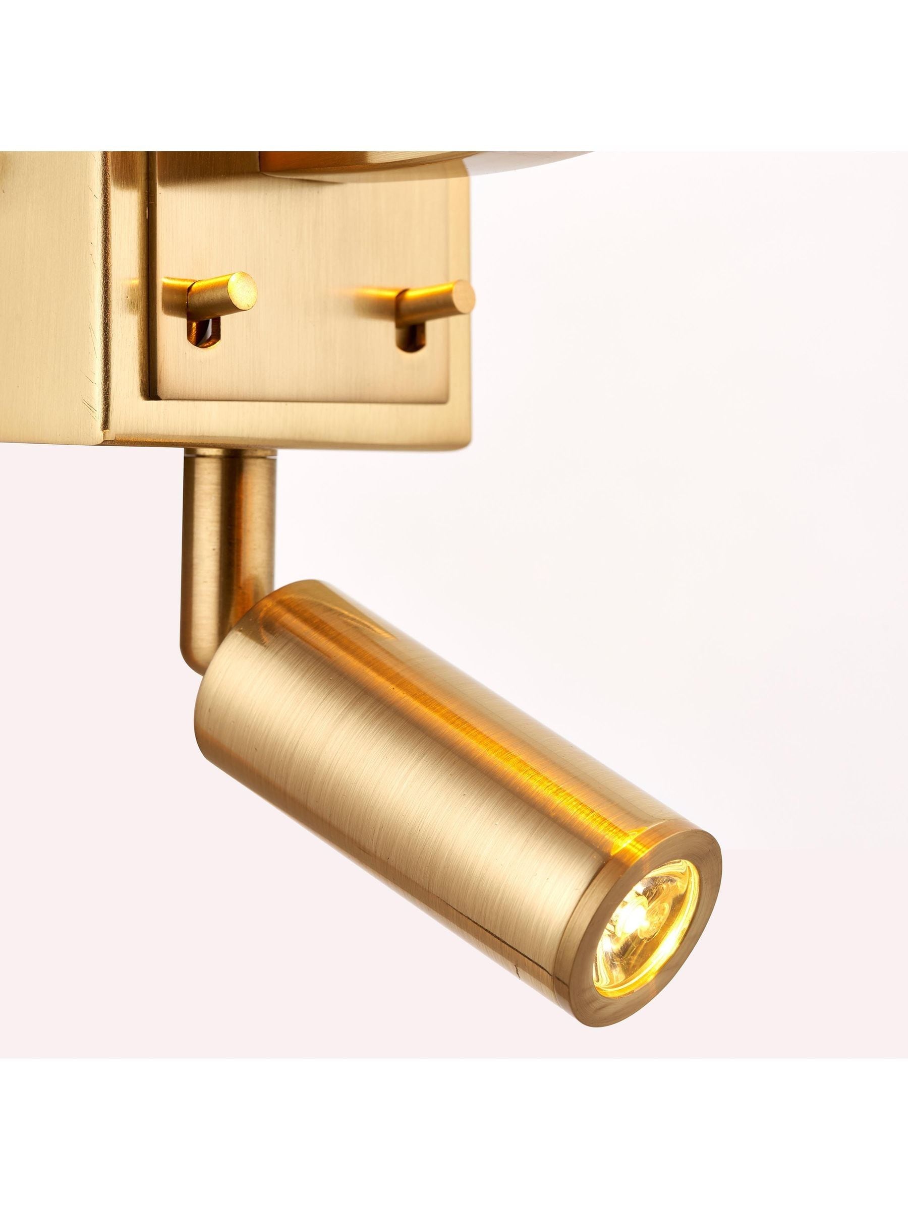 Gallery Home Harvey wall light brushed gold faux silk shade 285mm - British product