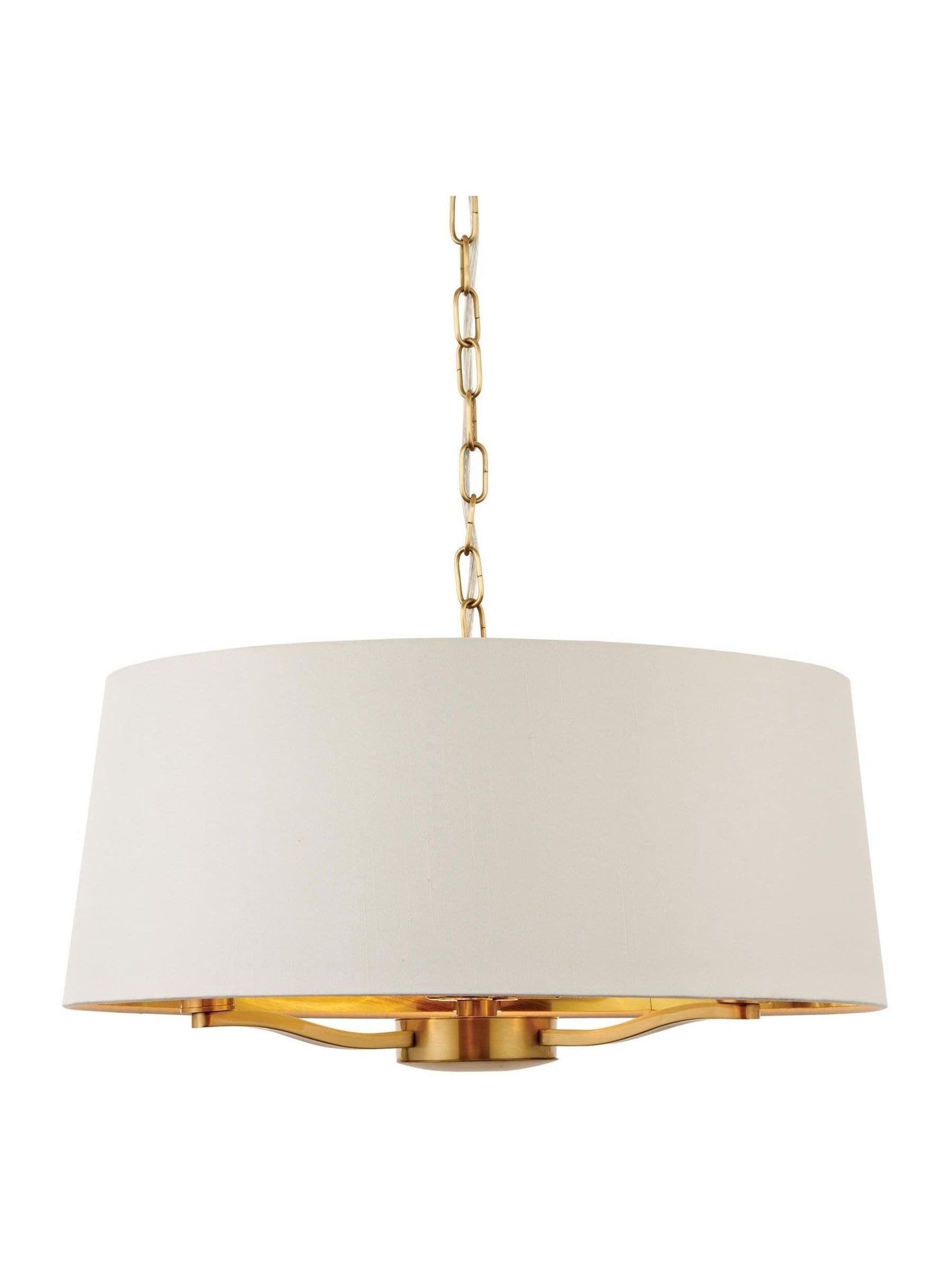 Gallery Home brushed gold Harvey pendant light with white shade (British brand)