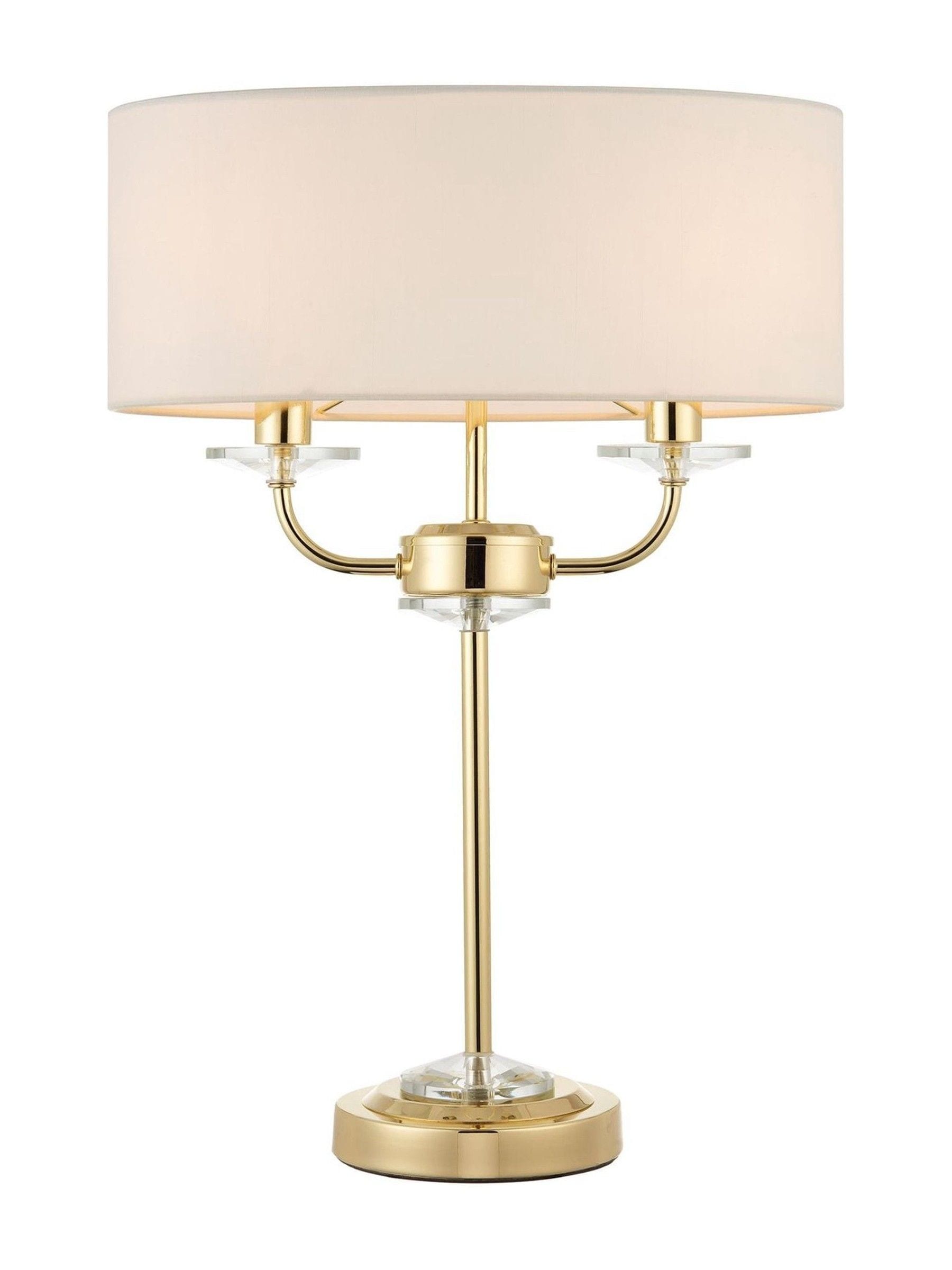 Gallery Home Nixon brass table lamp with vintage silk shade - British brand