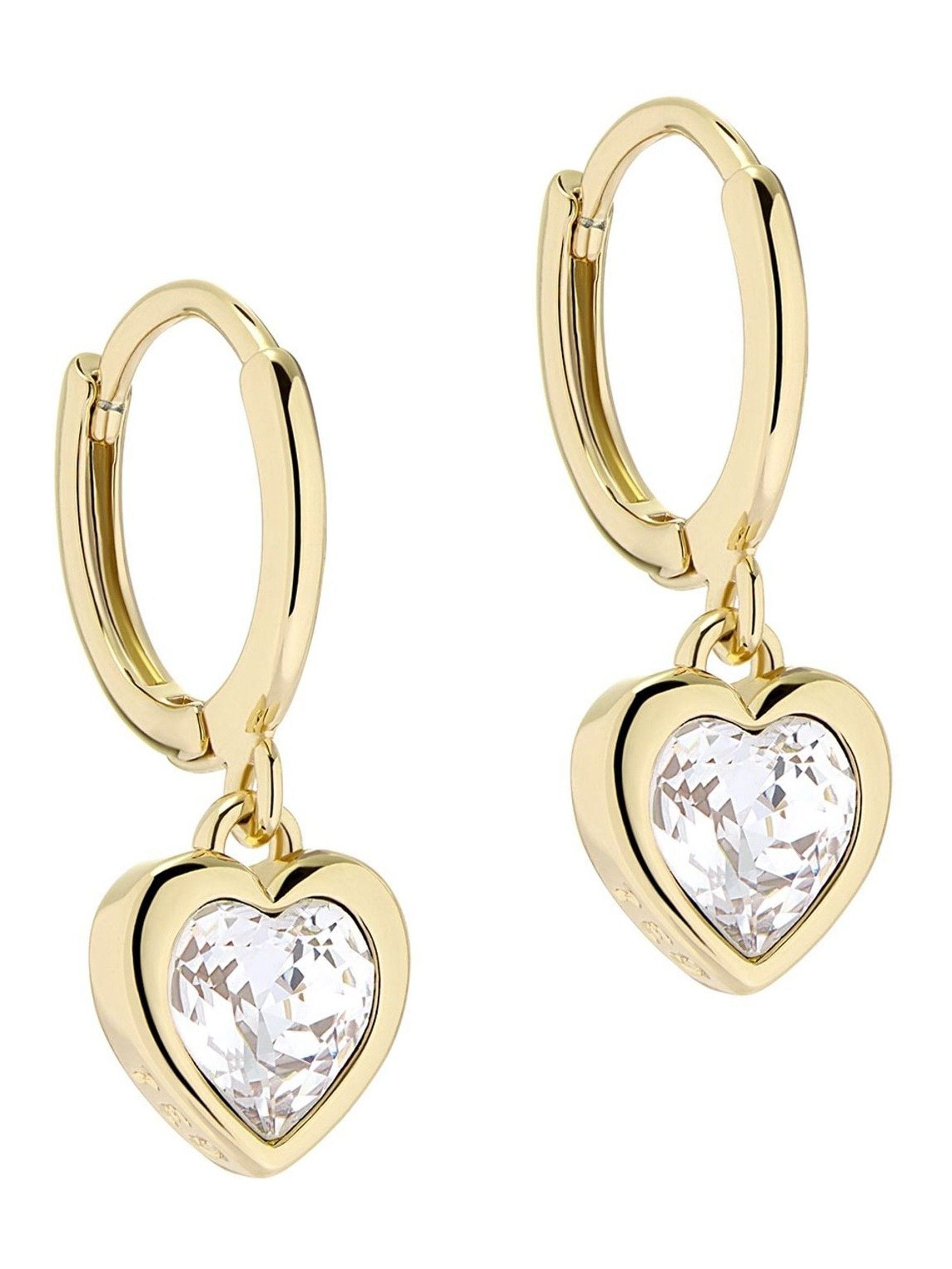 Ted Baker gold tone clear crystal heart huggie earrings 0.7cm width (British brand)