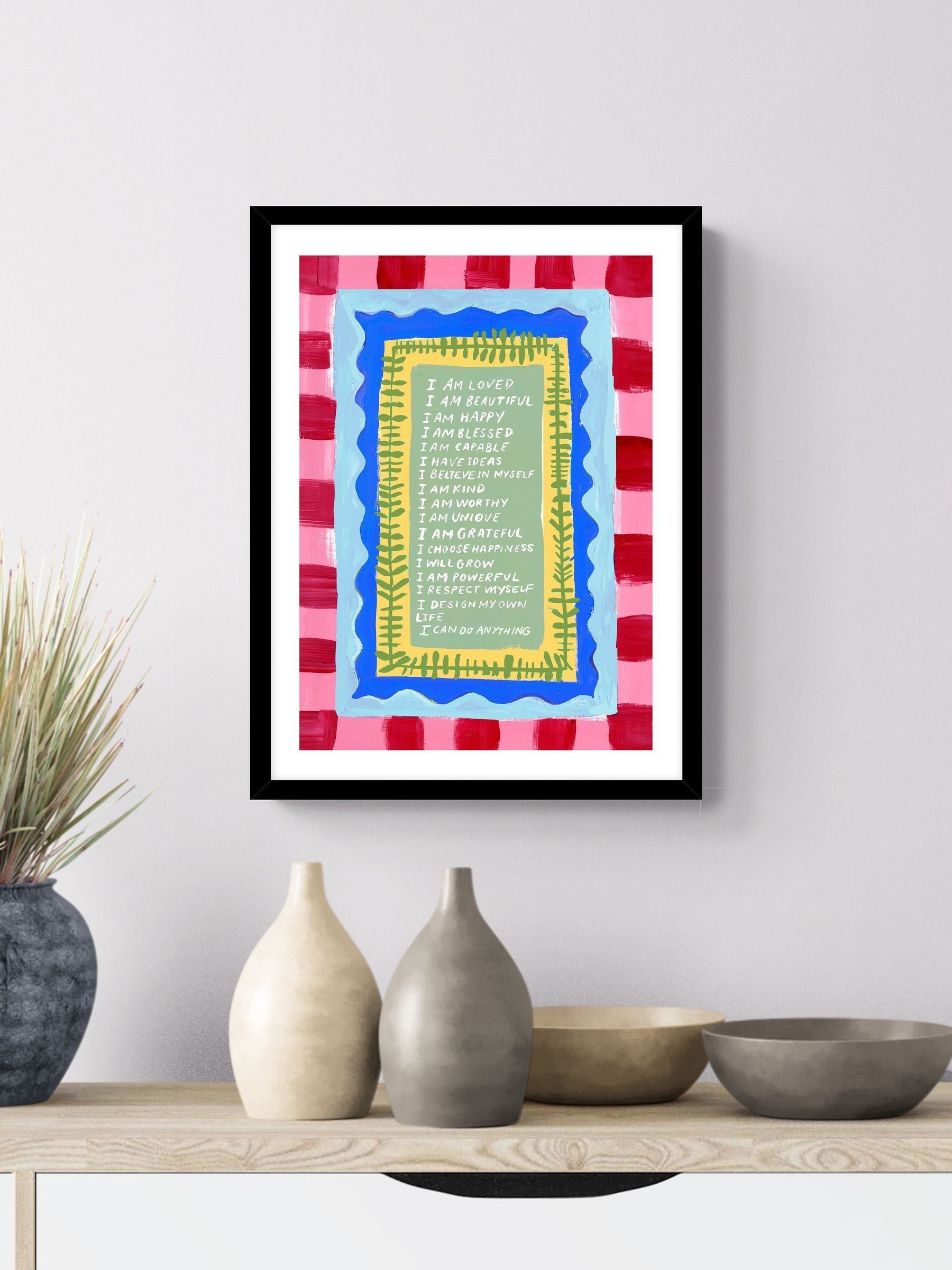 Eleanor Bowmer Red & Blue I Can Do Anything Framed Art