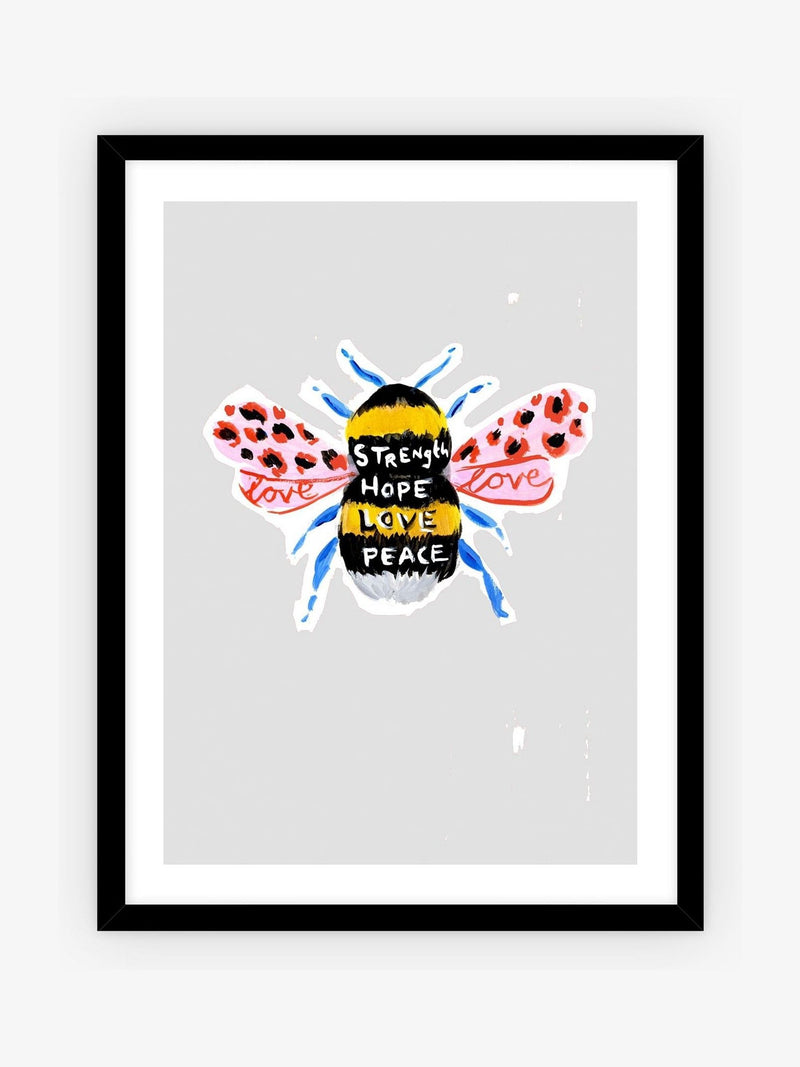 Eleanor Bowmer Black Manchester Bee Framed Art 42x32cm - British product
