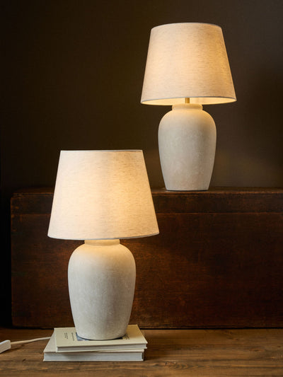 Next The Set 2 Pack Grey/Ecru Textured Ceramic Large Table Lamps- Buy online at McGrocer
