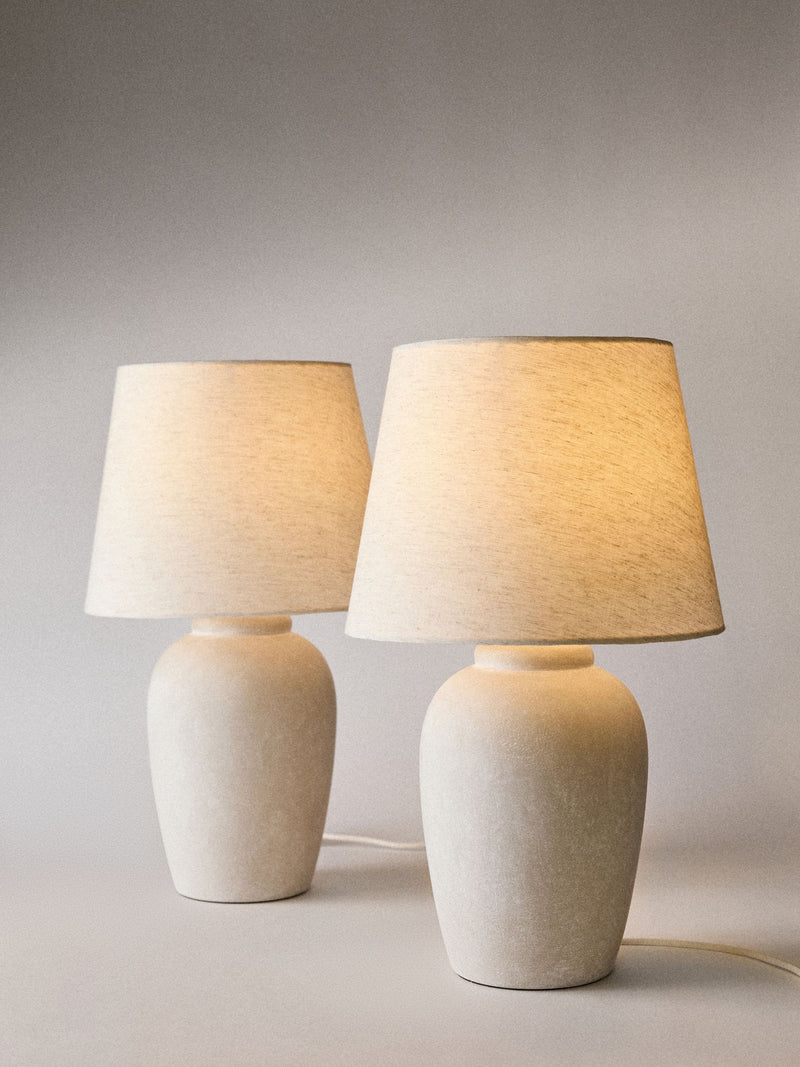 The Set 2 pack grey ecru textured ceramic table lamps (British brand)