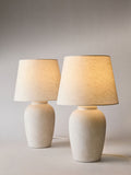 The Set 2 pack grey ecru textured ceramic table lamps (British brand)