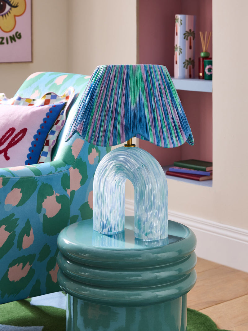 Eleanor Bowmer confetti glass table lamp blue green, imported from the UK