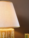 FatFace ochre yellow woodblock print ceramic lamp 40cm - British product