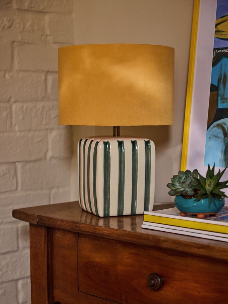 FatFace ceramic stripe table light orange white, UK version