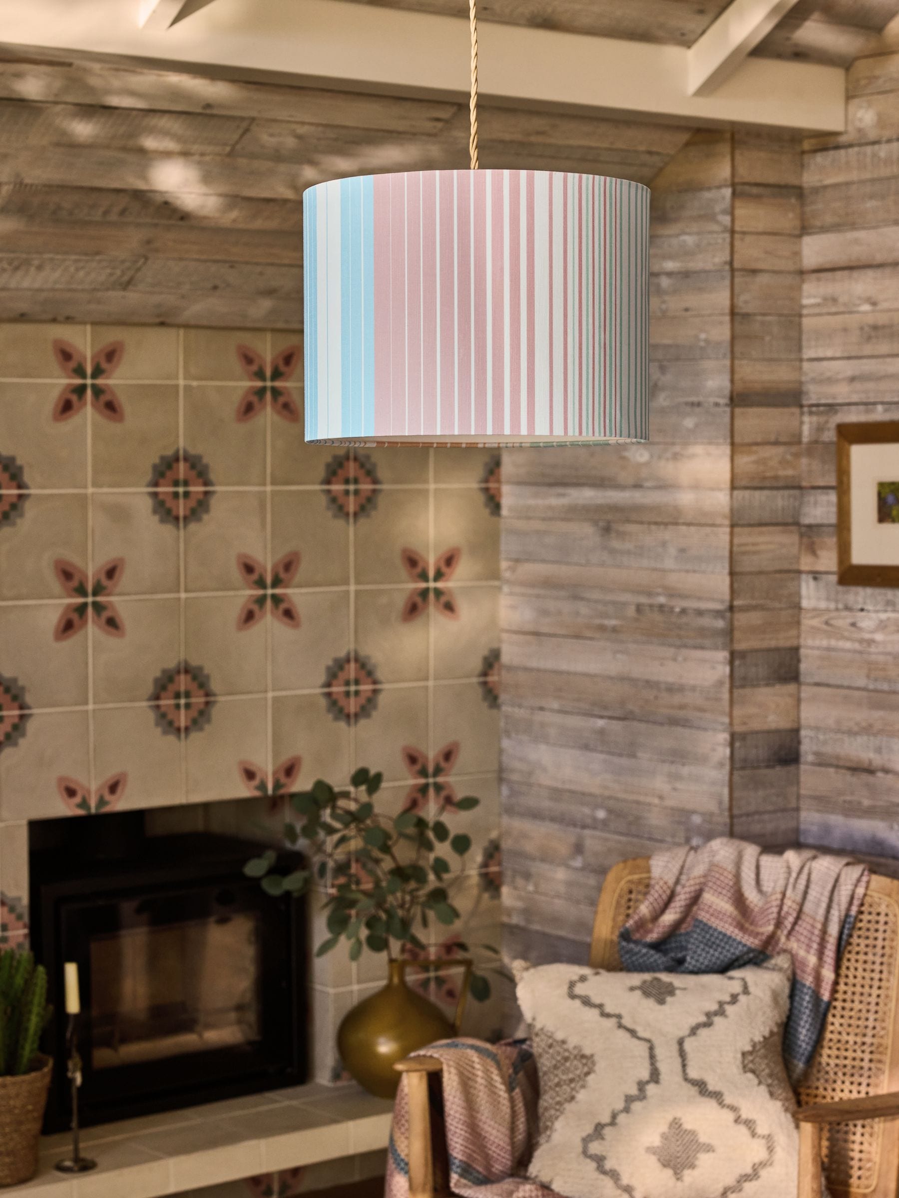 FatFace multi colour stripe easy fit light shade 35cm, imported from the UK