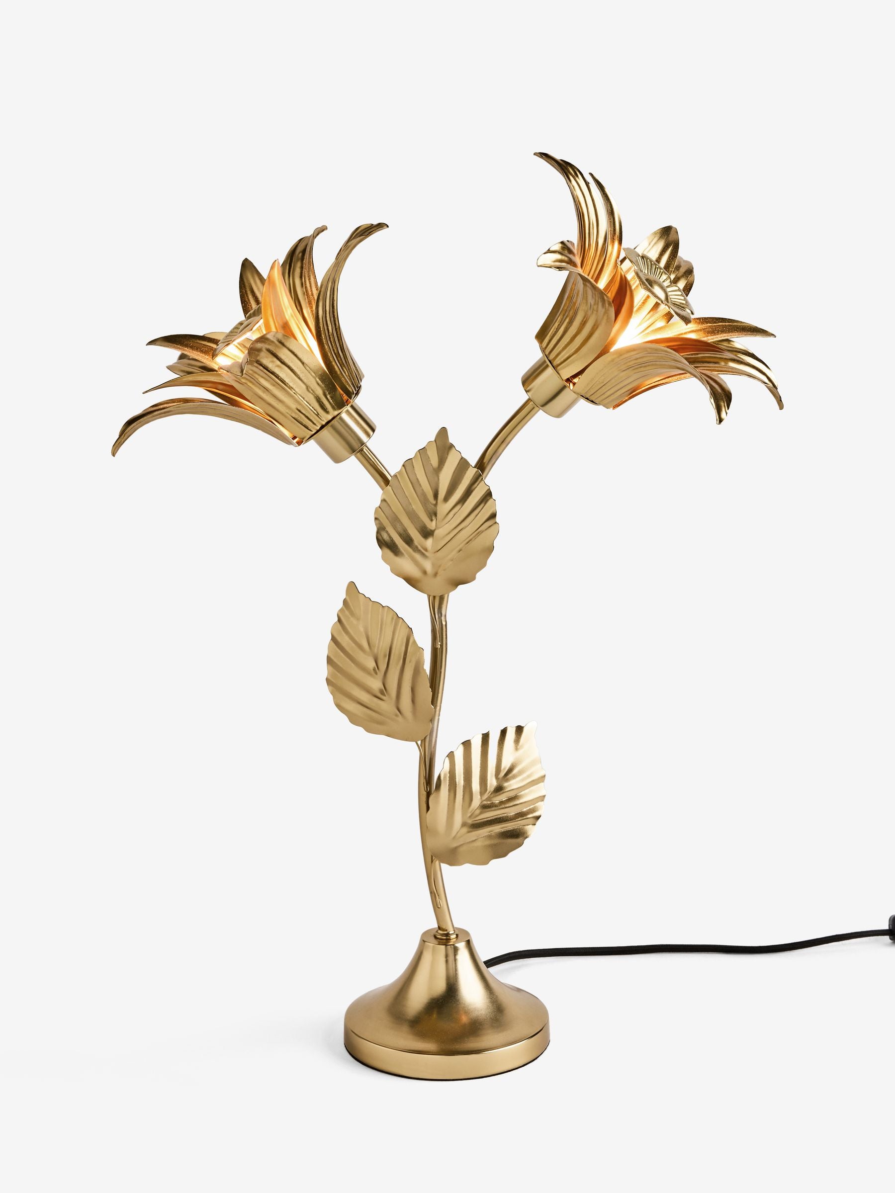 Rockett St George Brass Margot Flower Table Lamp 51cm (British brand)