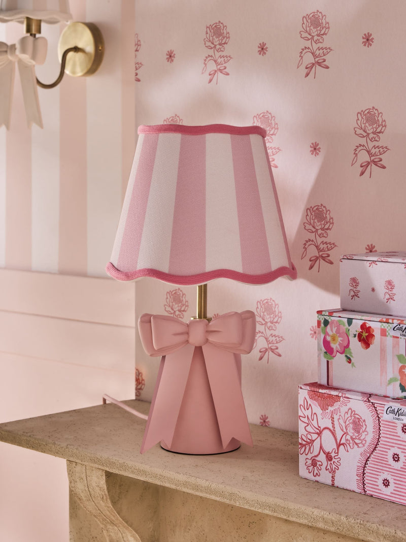Cath Kidston Pink White Cream Canopy Bow Table Lamp (British brand)