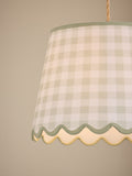 Jojo Maman Bébé green ecru gingham scallop ceiling shade 30.5cm (British brand)