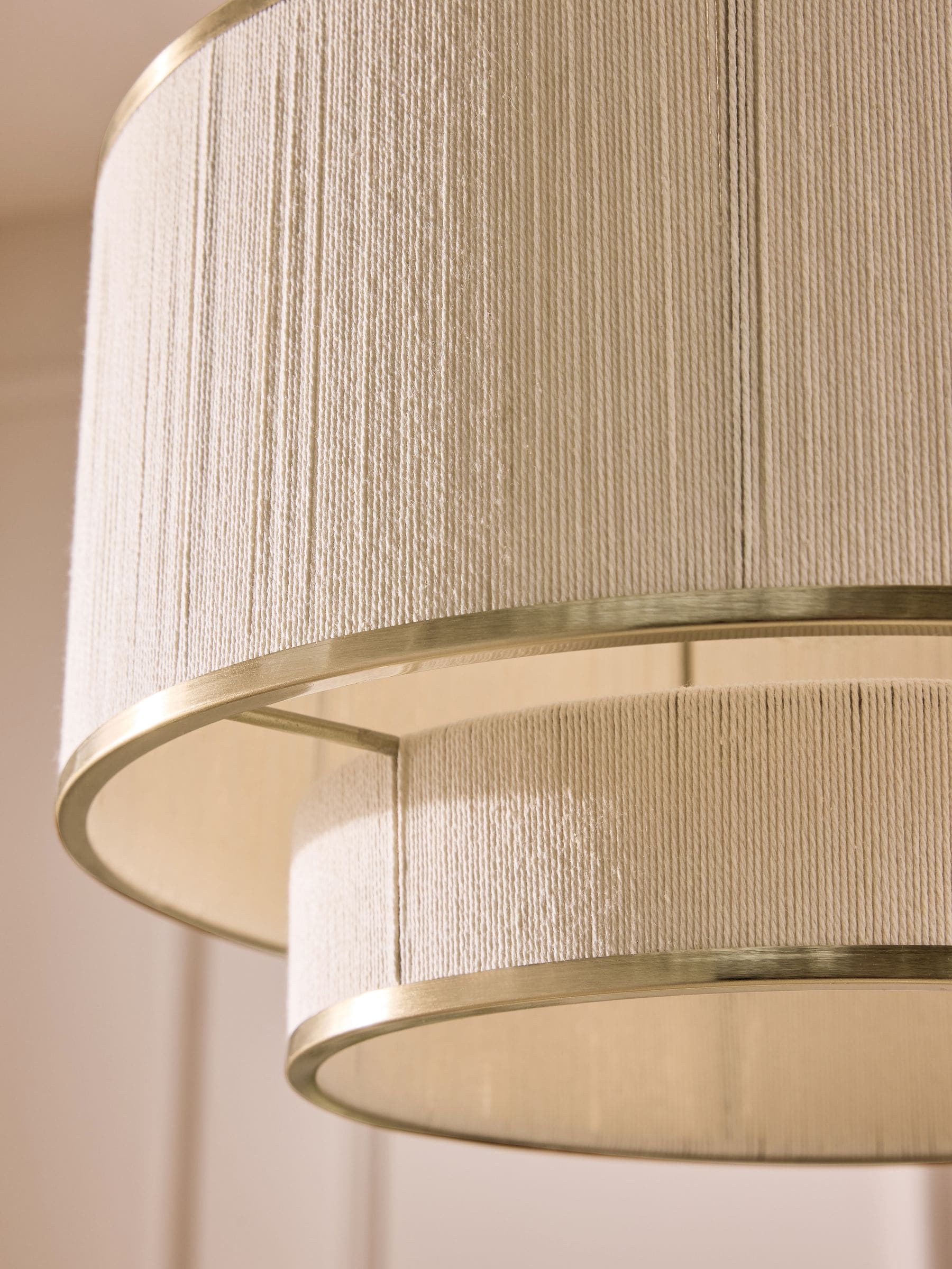Lipsy cream wrapped two-tier easyfit lamp shade, imported from the UK