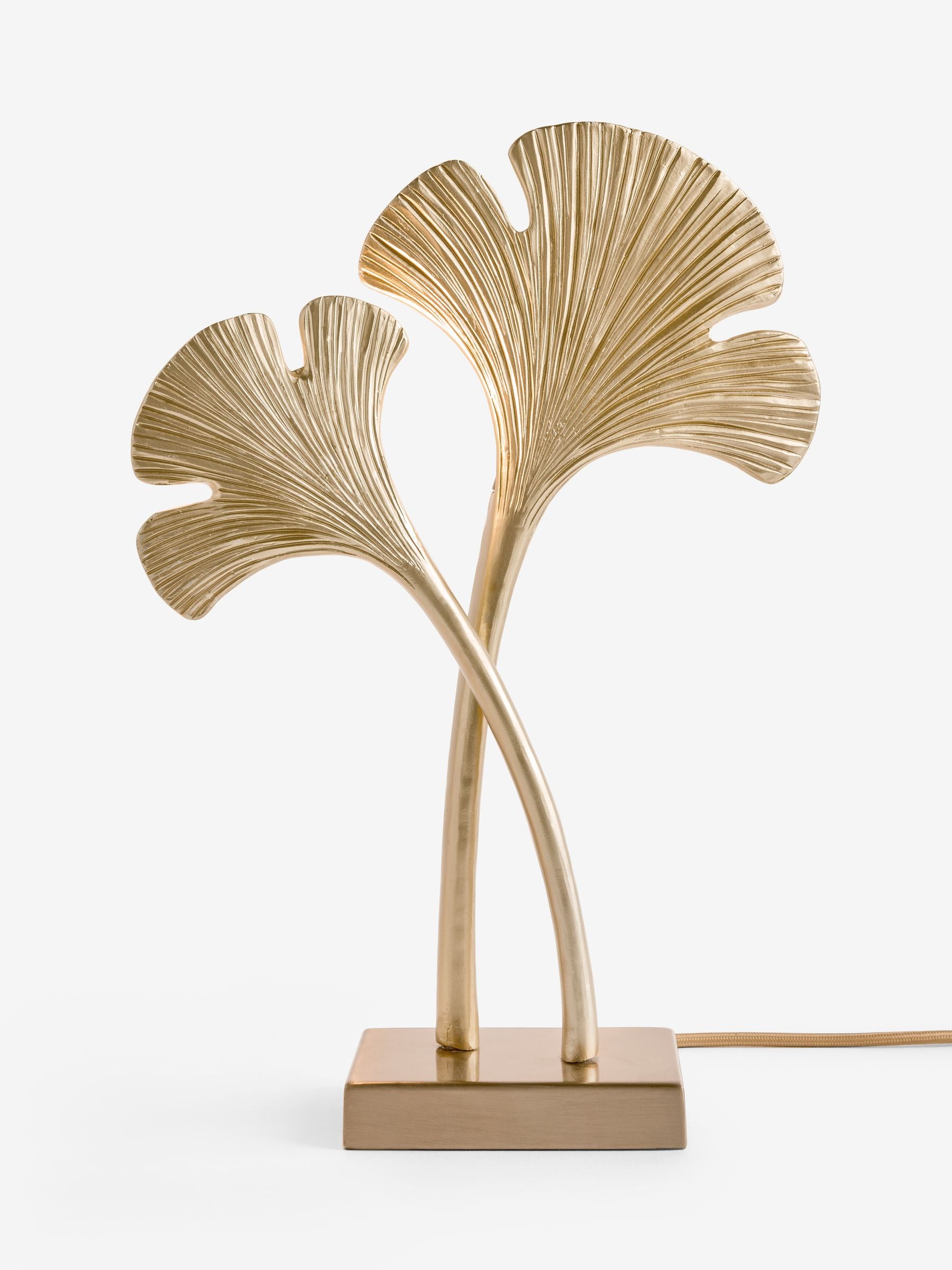 Lipsy brass ginkgo leaf table lamp 41cm, imported from the UK