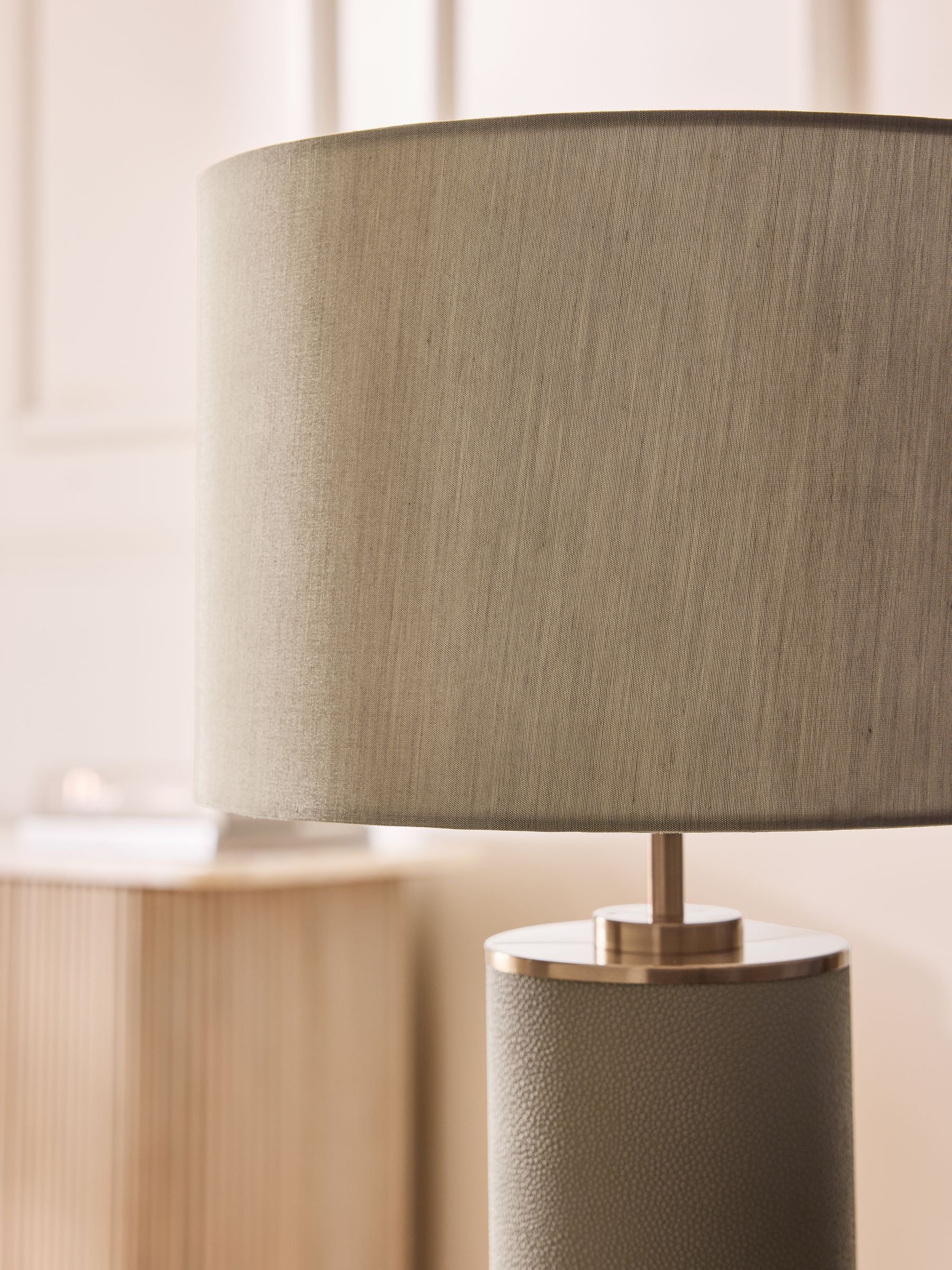Lipsy grey faux leather table lamp 53cm, imported from the UK