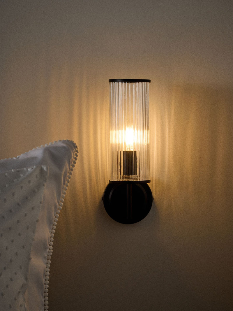 THE SET black ribbed glass wall lights 2-pack - British product