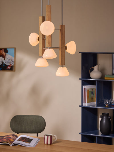 Next MADE.COM Light Wood Cillian 6 Light Cluster Pendant Light- Buy online at McGrocer