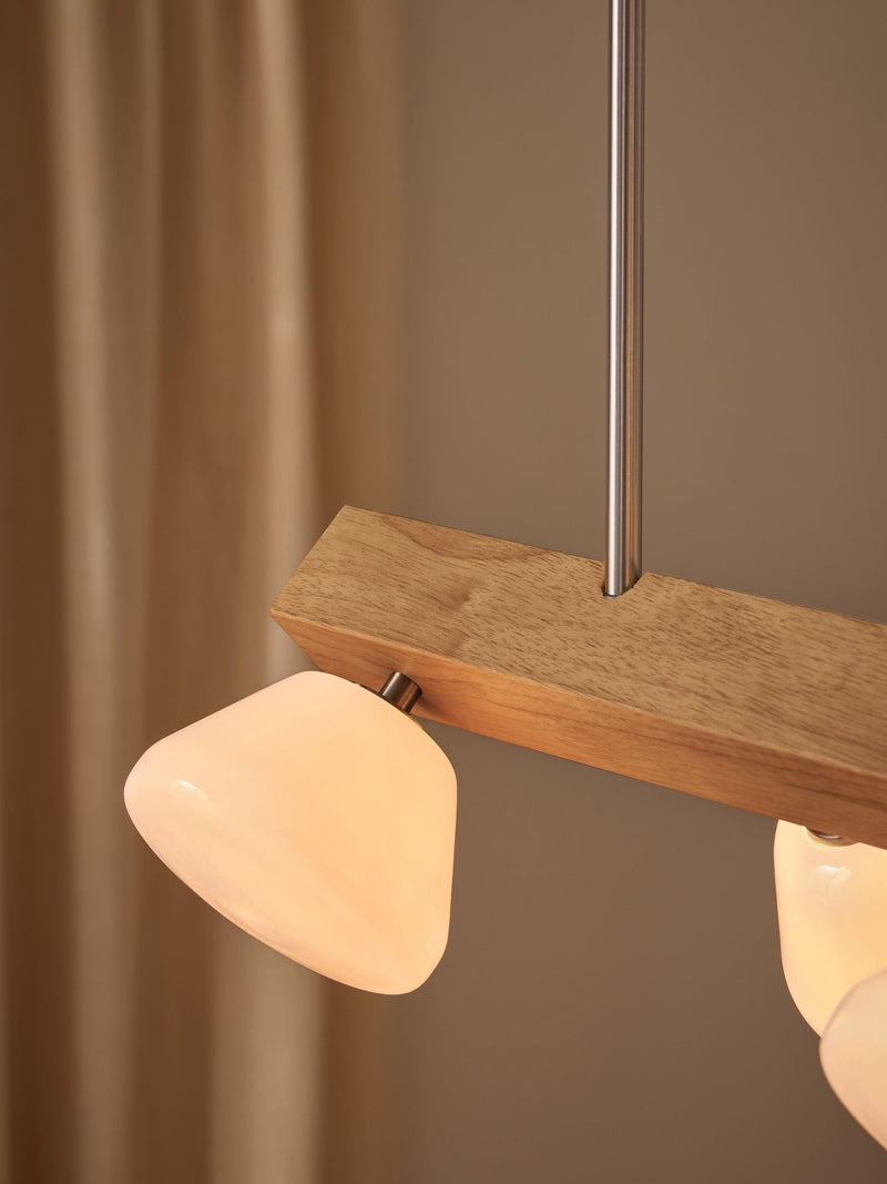 MADE.COM Cillian Diner Light pendant, natural wood and frosted glass - British product