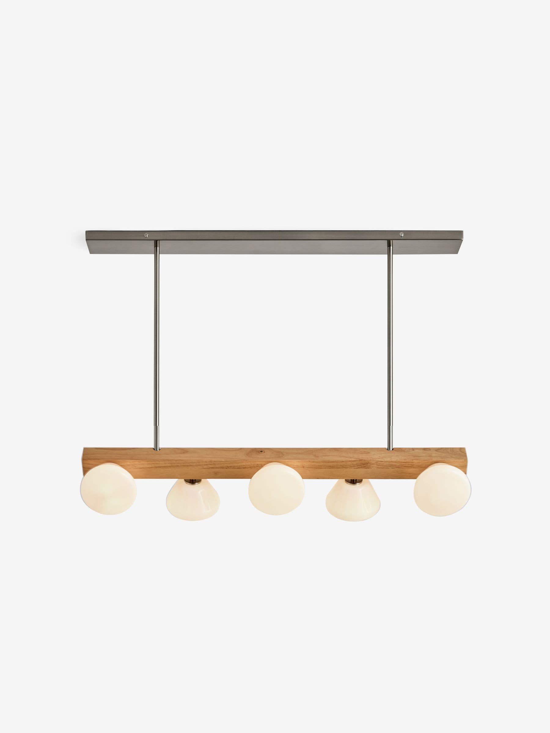MADE.COM Cillian Diner Light pendant, natural wood and frosted glass - British product