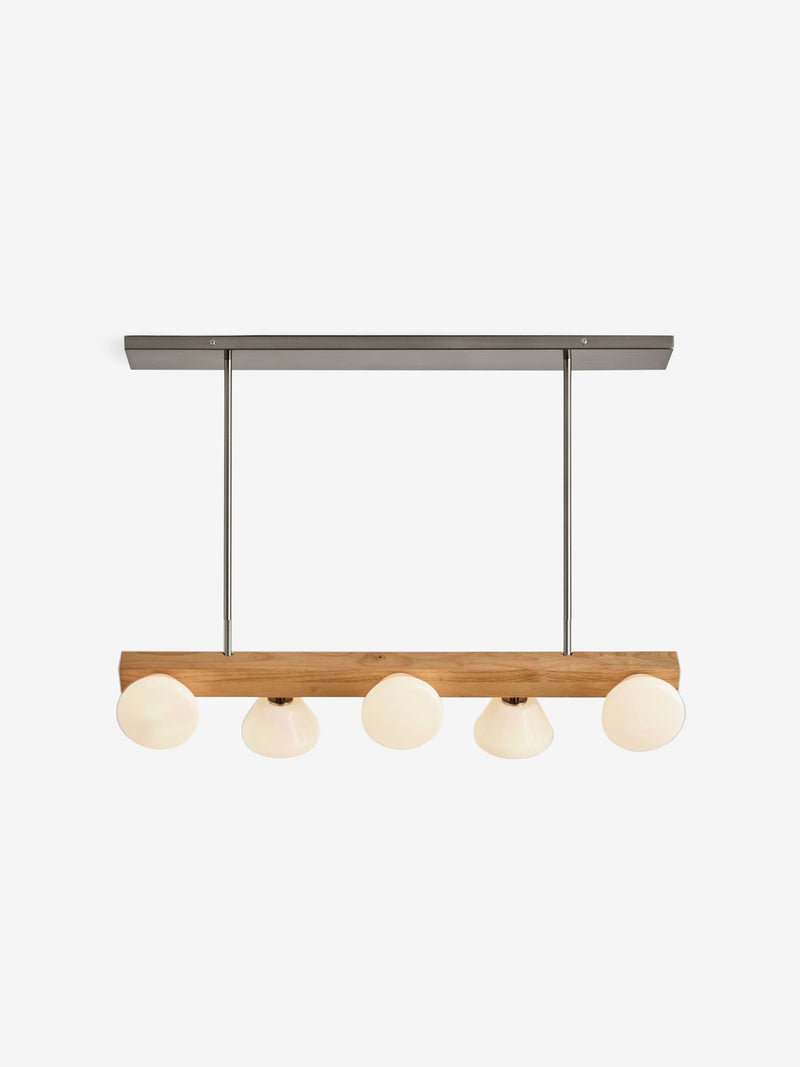 MADE.COM Cillian Diner Light pendant, natural wood and frosted glass - British product