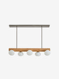 MADE.COM Cillian Diner Light pendant, natural wood and frosted glass - British product