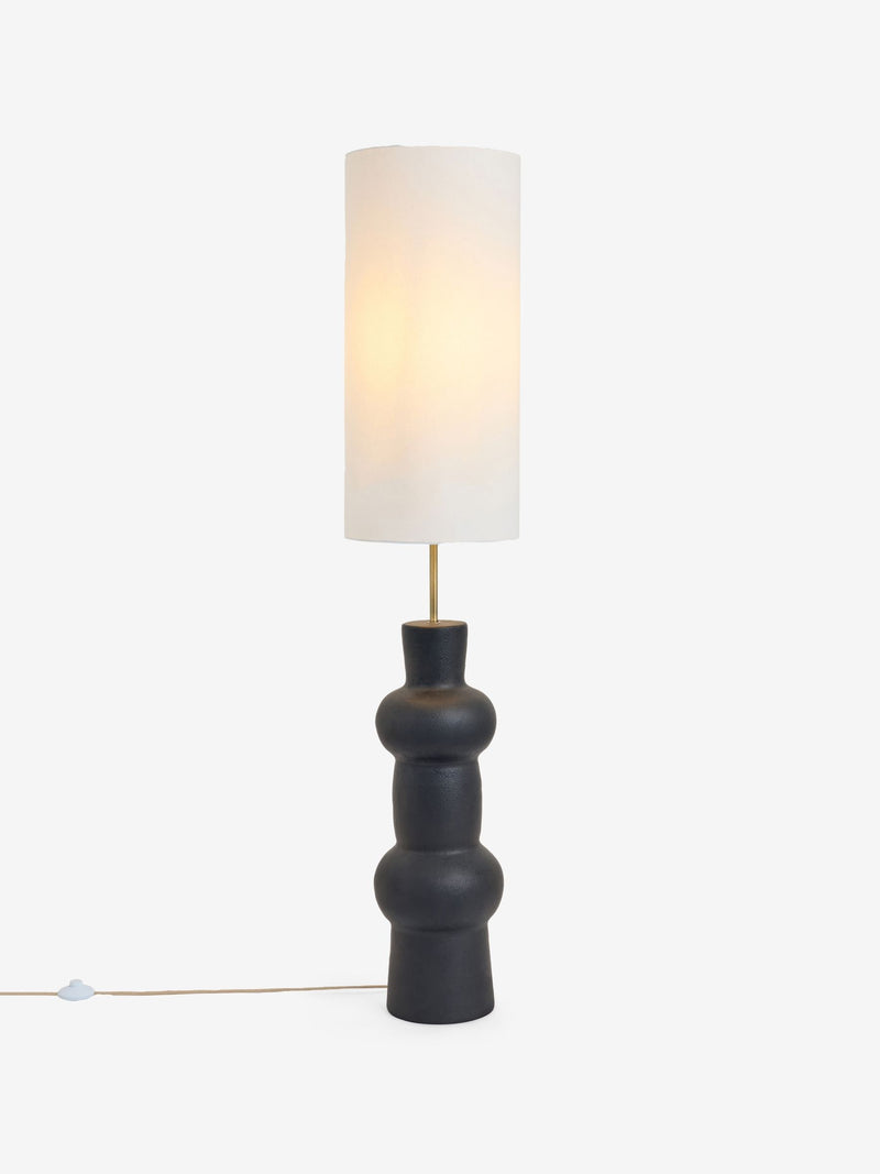 MADE.COM black ceramic Freyja floor lamp 146cm, imported from the UK