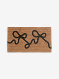 Black braided bow coir doormat, UK version