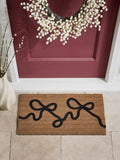 Black braided bow coir doormat, UK version