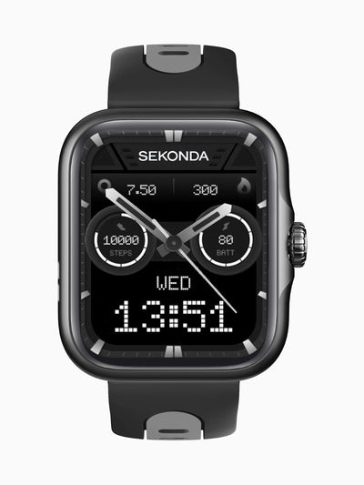 Sekonda Black 39mm Motion Pro GPS Smart Watch with Silicone Strap