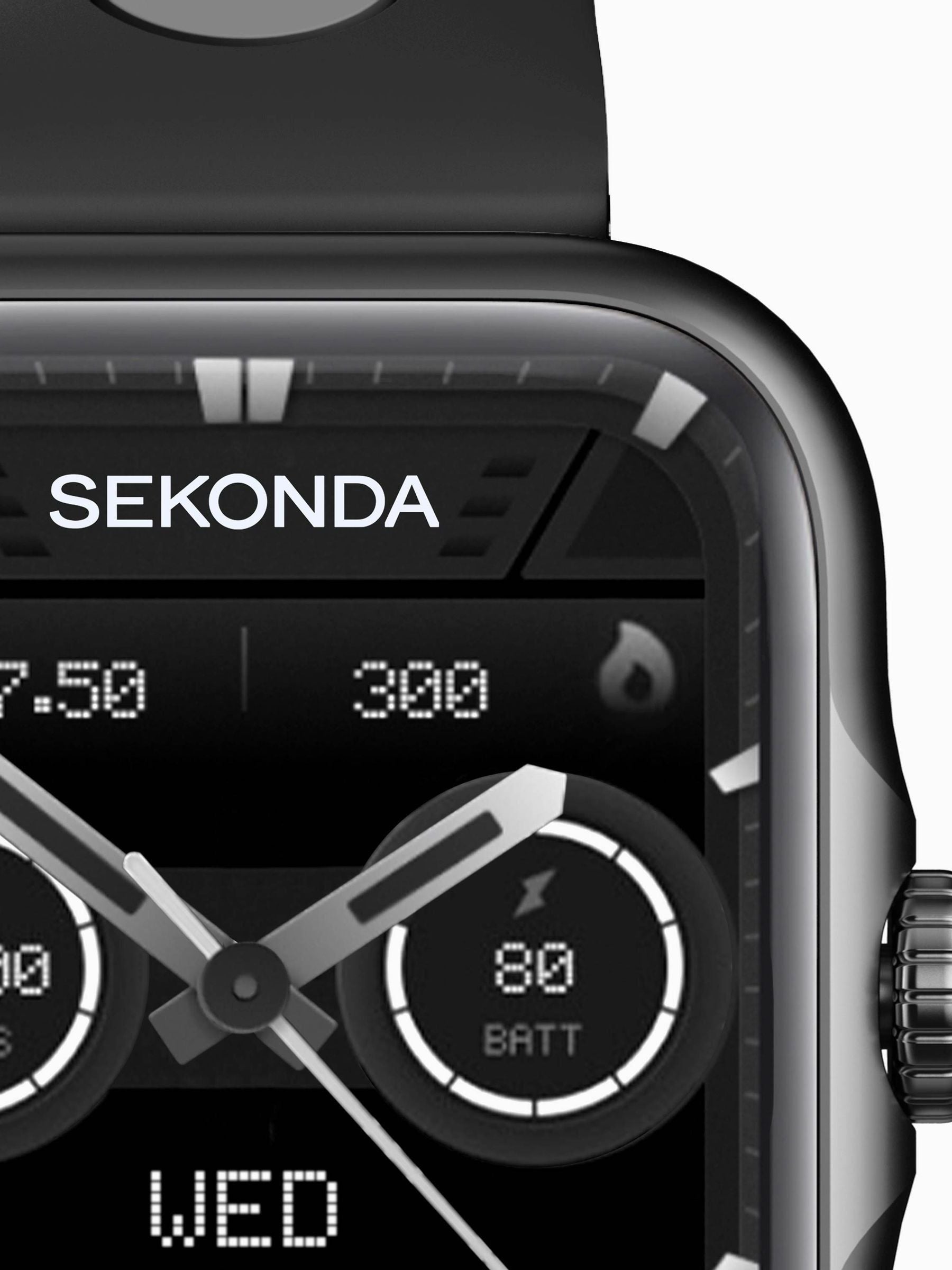 Sekonda black 39mm GPS smartwatch with silicone strap (British brand)