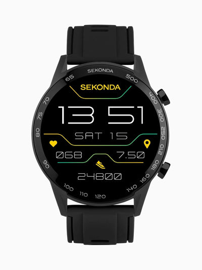45mm rund smartklokke med berøringsskjerm og silikonrem