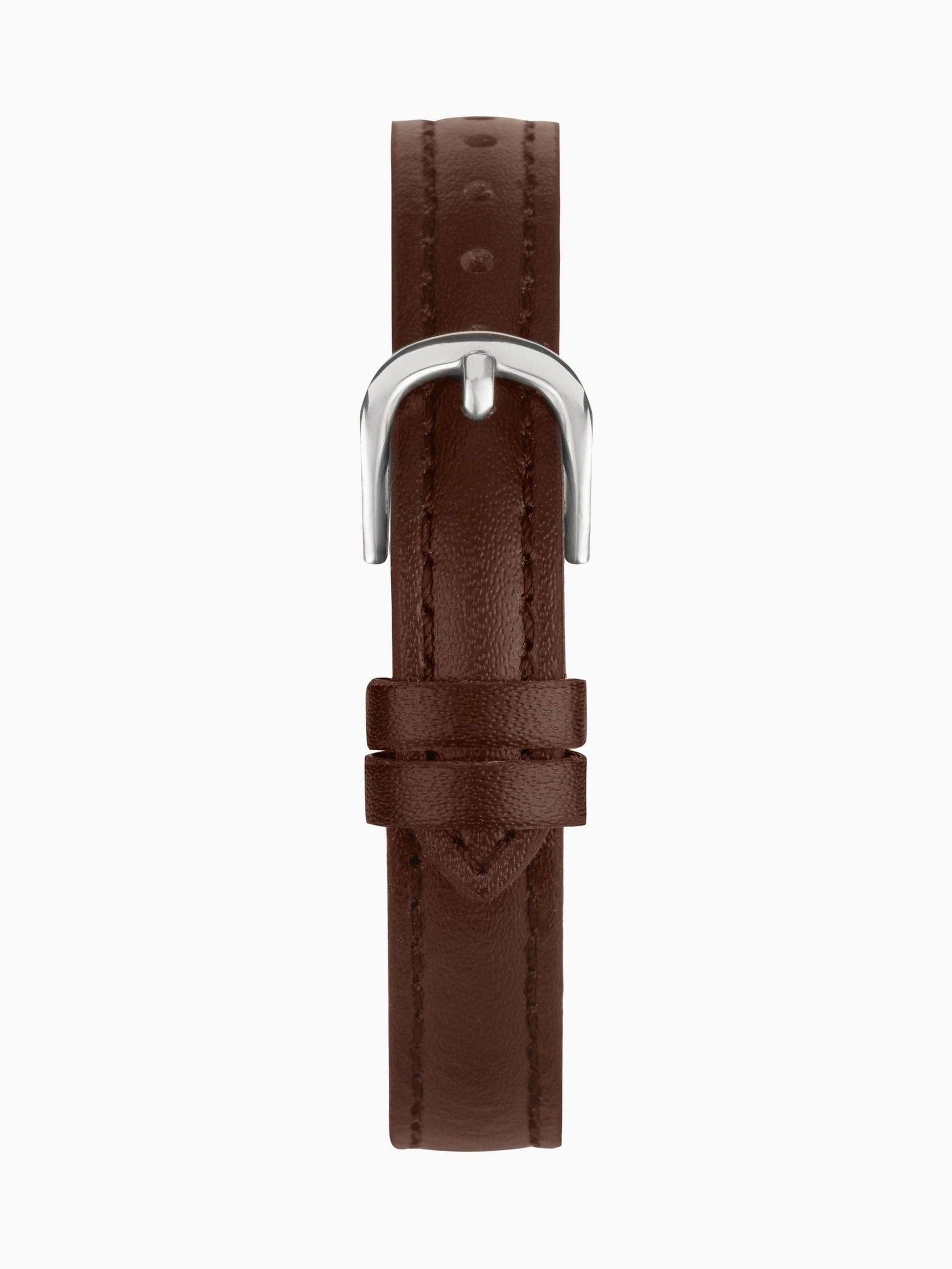 Ladies' Classic Watch with Silver Alloy Case and Brown Leather Strap, 25mm, Water Resistant