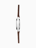 Ladies' Classic Watch with Silver Alloy Case and Brown Leather Strap, 25mm, Water Resistant