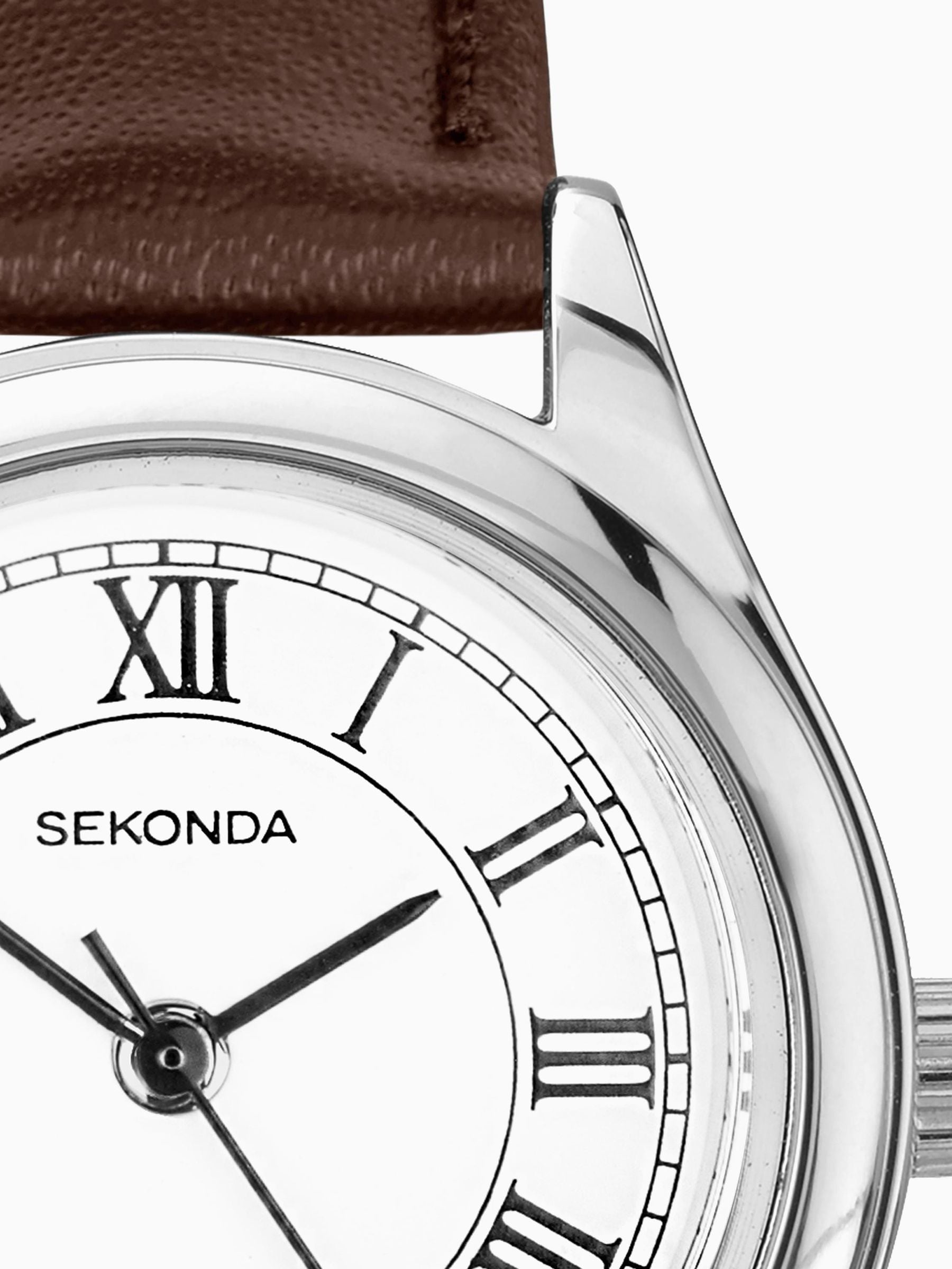 Ladies' Classic Watch with Silver Alloy Case and Brown Leather Strap, 25mm, Water Resistant