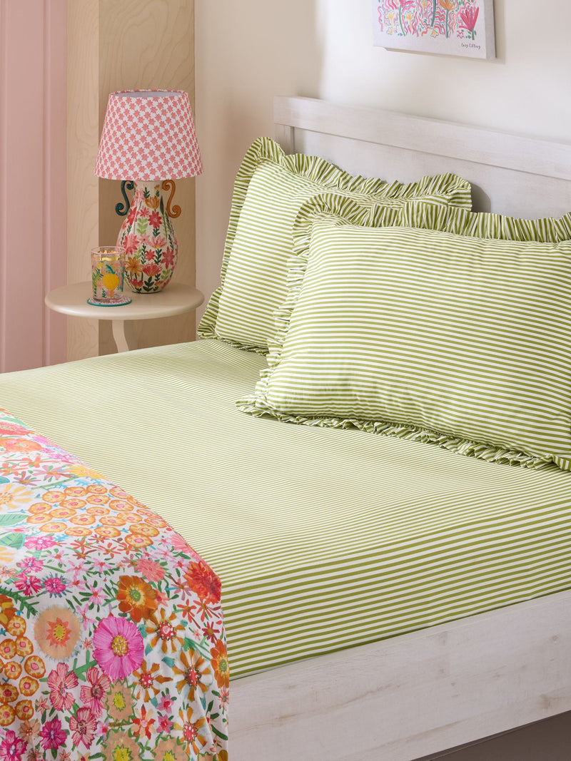 Lucy Tiffney green stripe fitted sheet, UK version