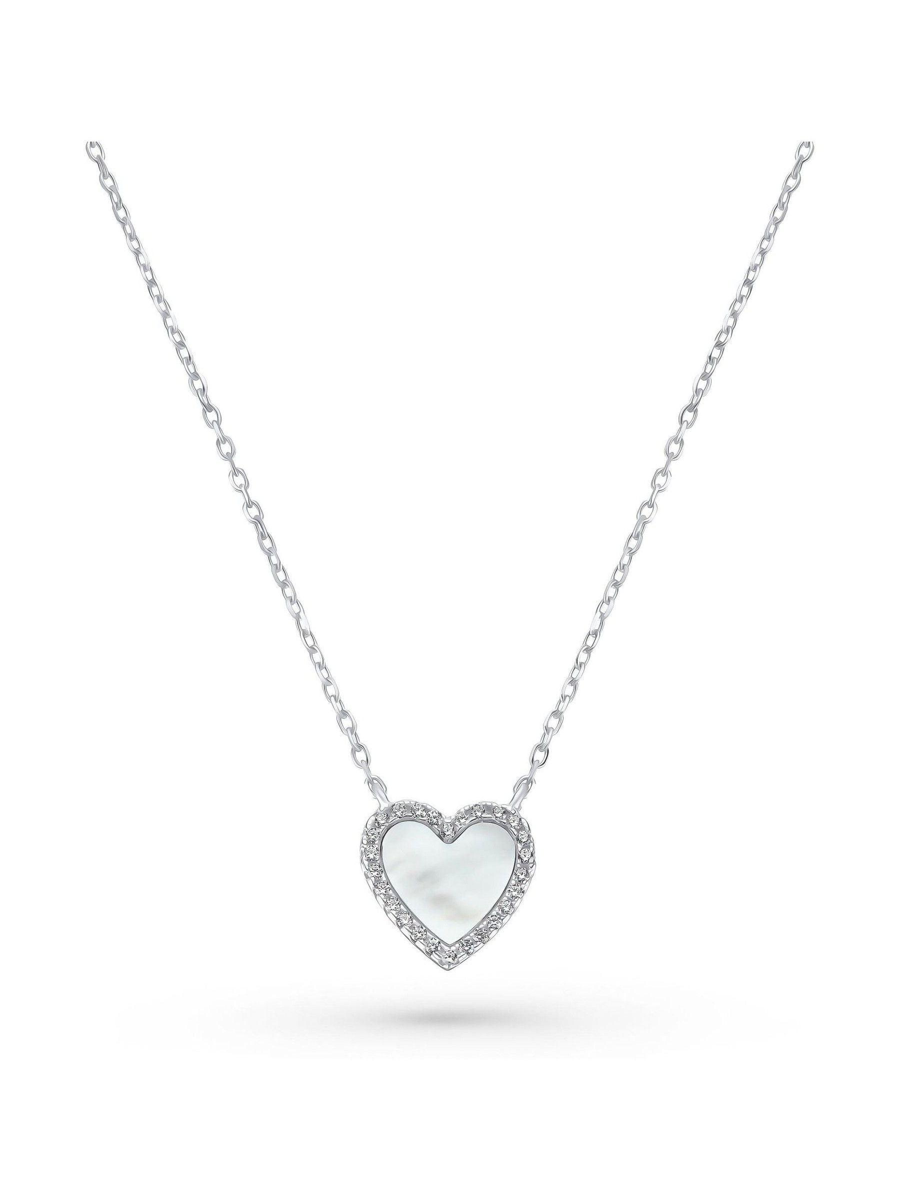 Beaverbrooks cubic zirconia mother of pearl heart necklace 44cm - British product