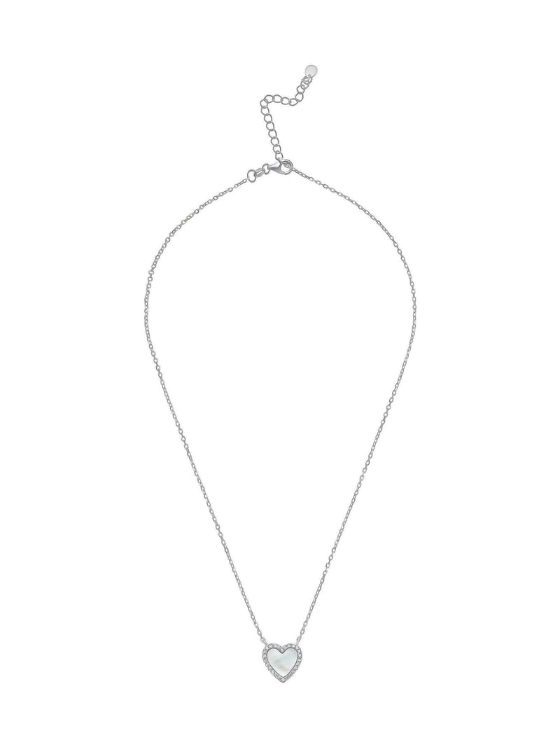 Beaverbrooks cubic zirconia mother of pearl heart necklace 44cm - British product