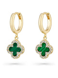 Beaverbrooks clover hoop earrings 23mm with cubic zirconia and onyx - British product