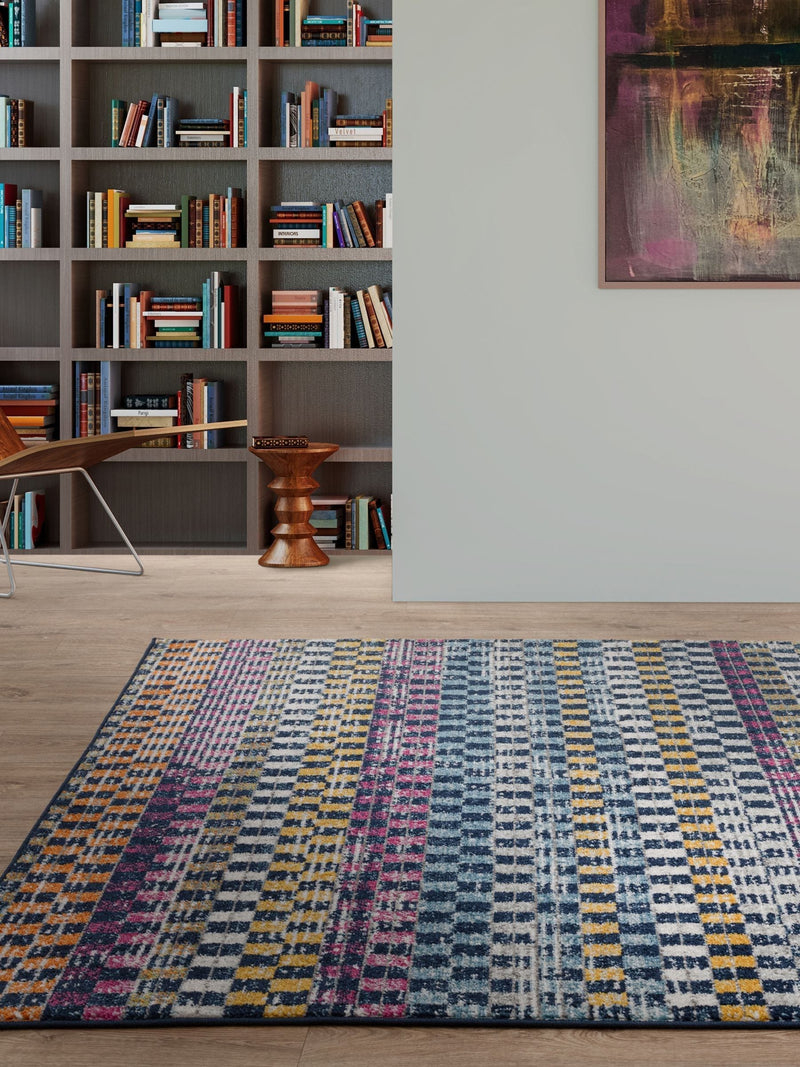 Muse check bright rug, imported from the UK