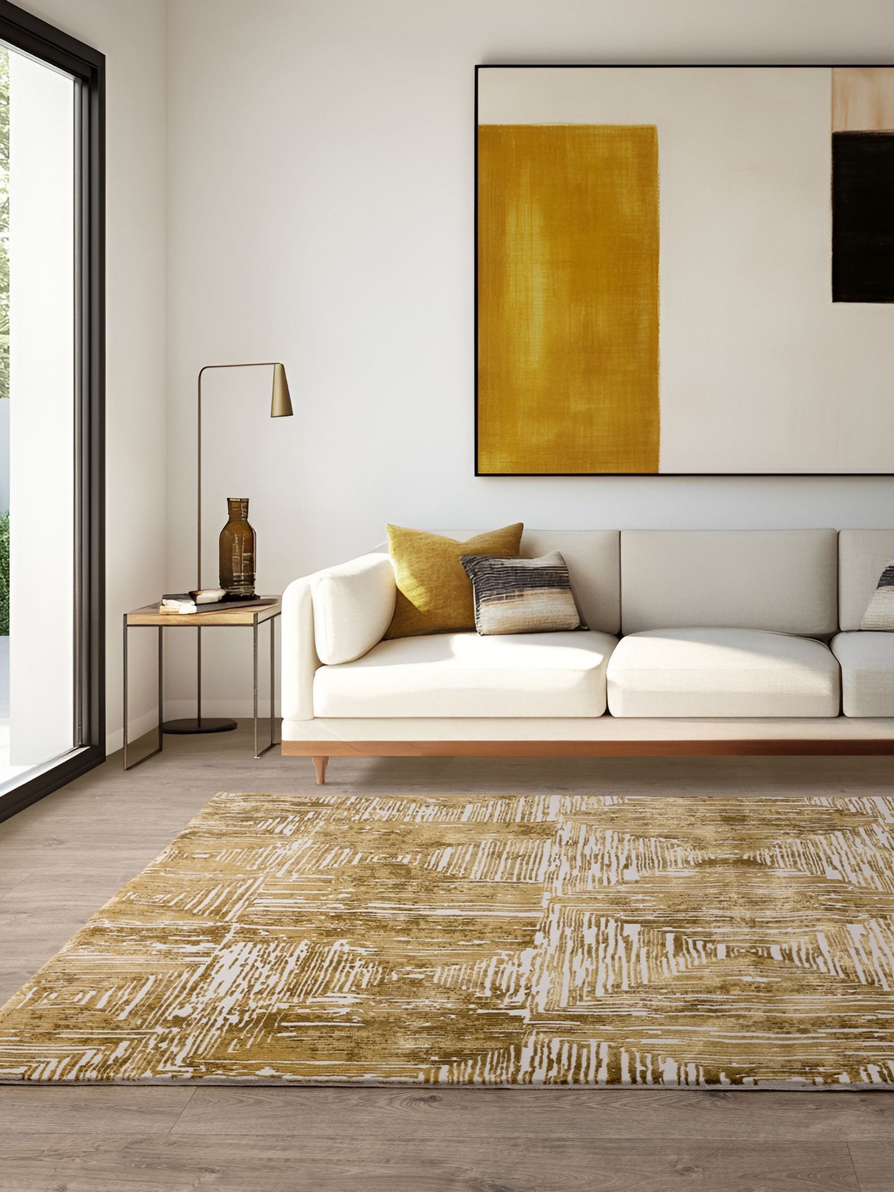 Gold Kuza Portrait Lustre Rug