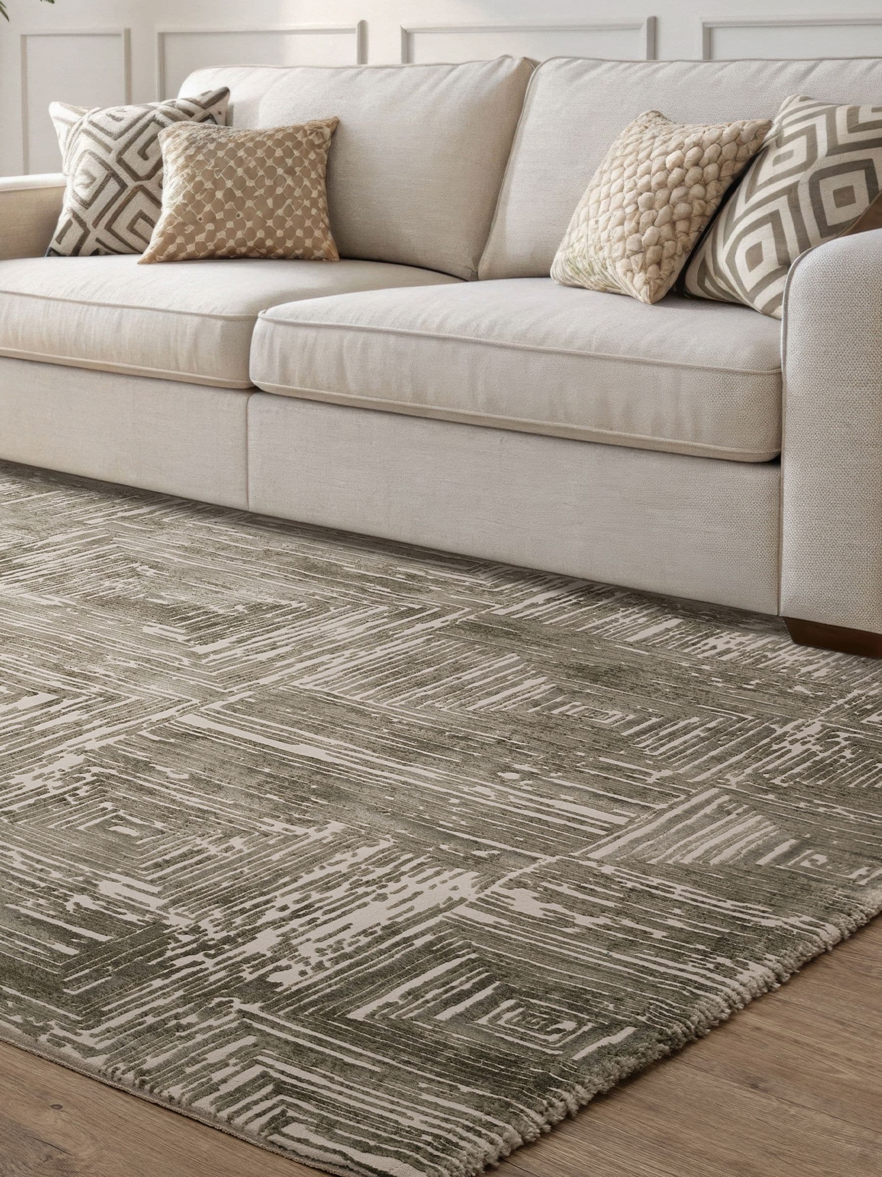 Green Kuza Portrait Lustre Rug