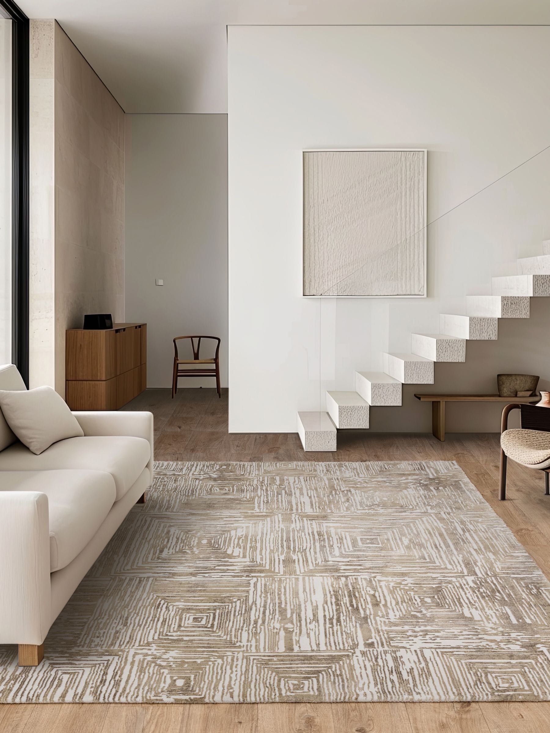 Beige Kuza Portrait Lustre Rug