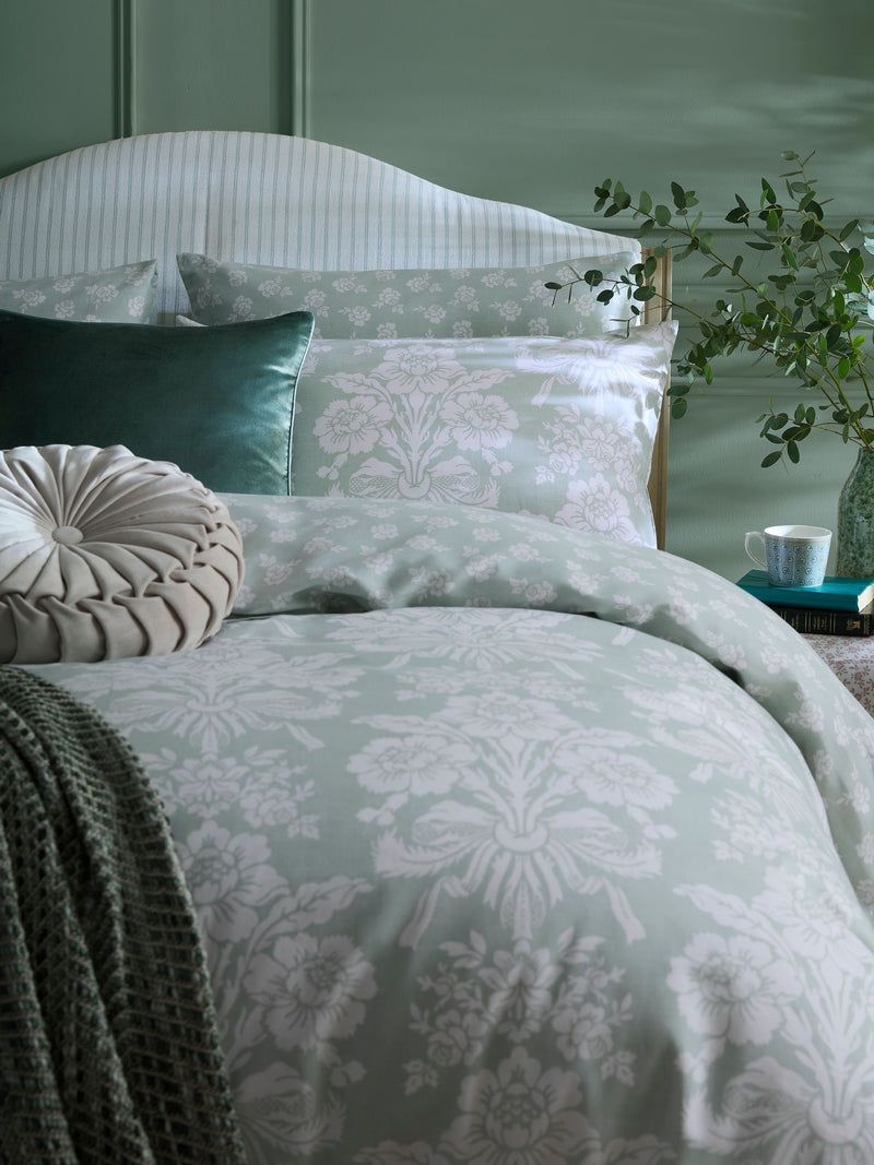 Laura Ashley Green Duck Egg Tatton 200 Thread Count Duvet Cover and Pillowcase Set