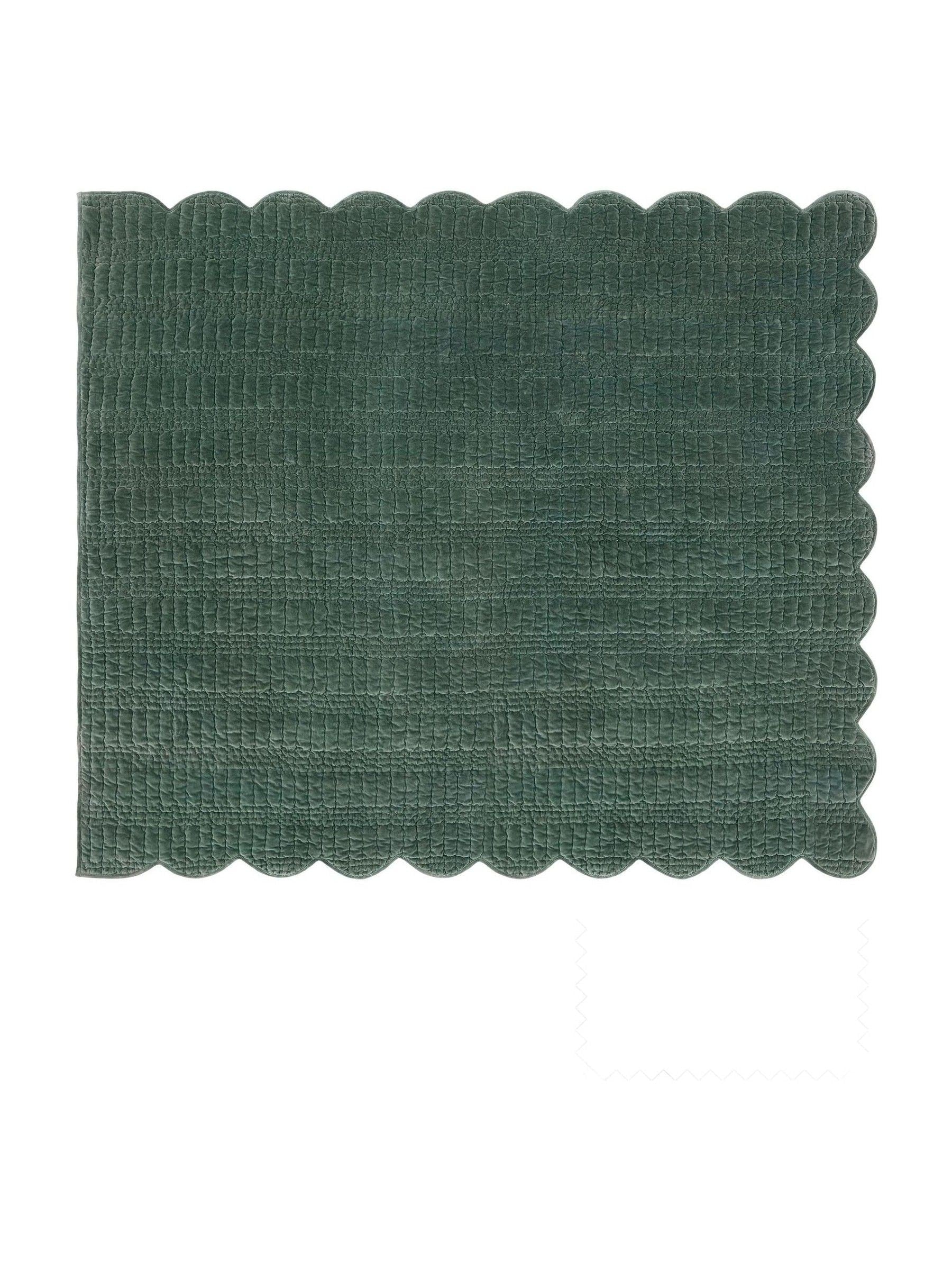 Laura Ashley Pine Green velvet bedspread 180x235cm - British product