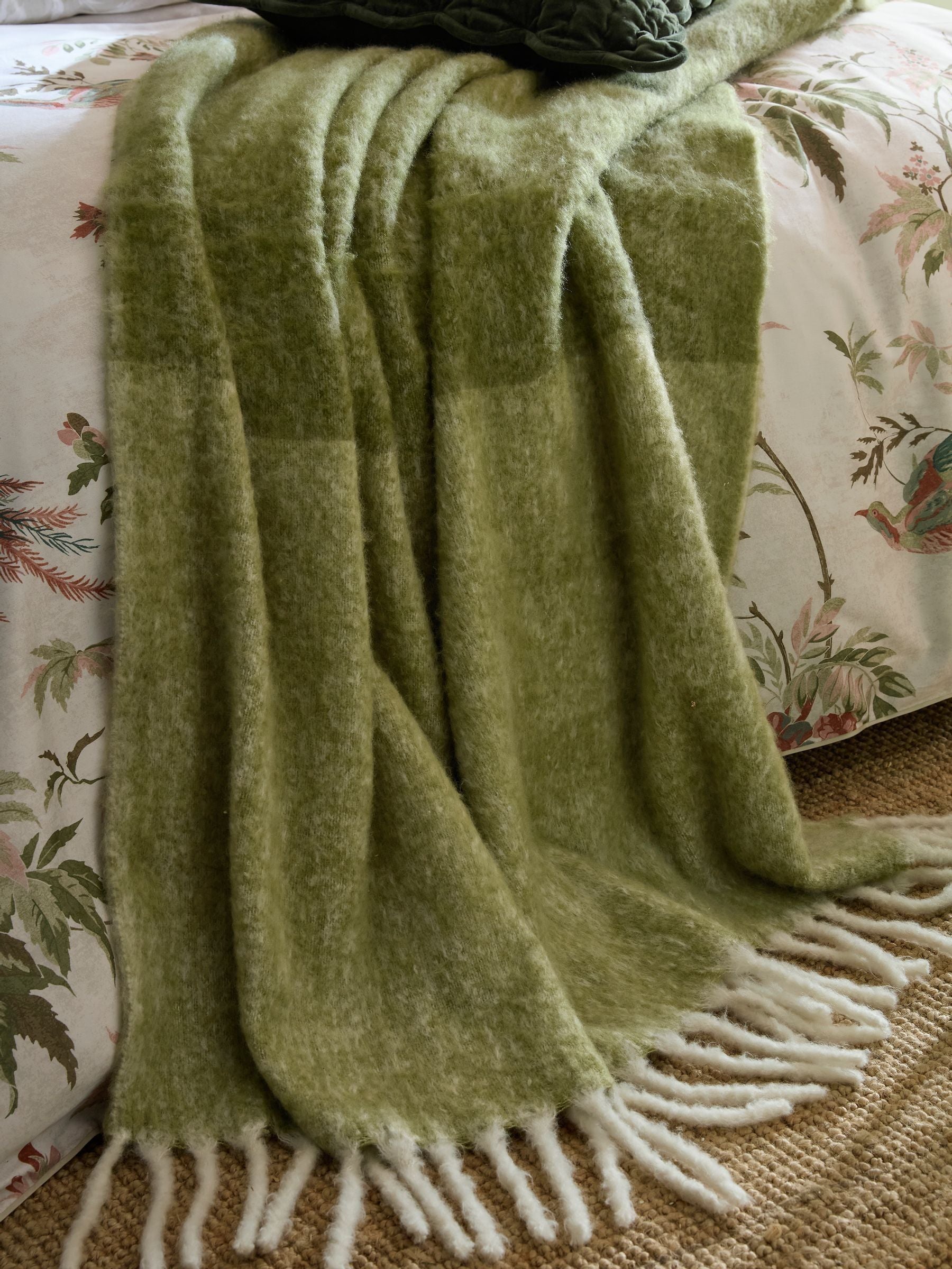 Laura Ashley Natural Bronwen Block Colour Brushed Throw Blanket 130 x 170cm