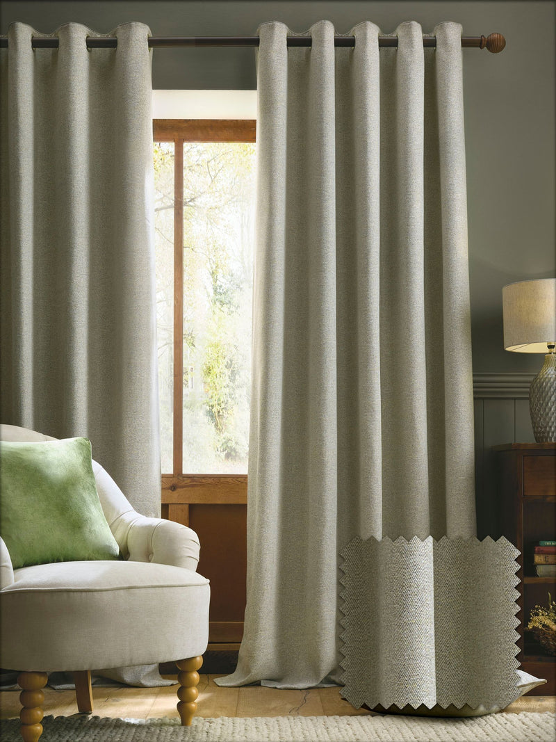Laura Ashley grey herringbone eyelet curtains 112x137cm (British brand)